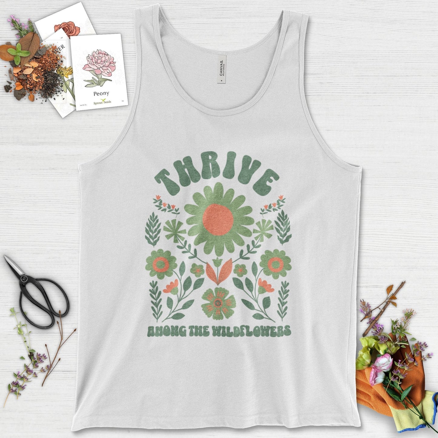 Thrive Among the Wildflowers Tank Top White / XS Physical Item