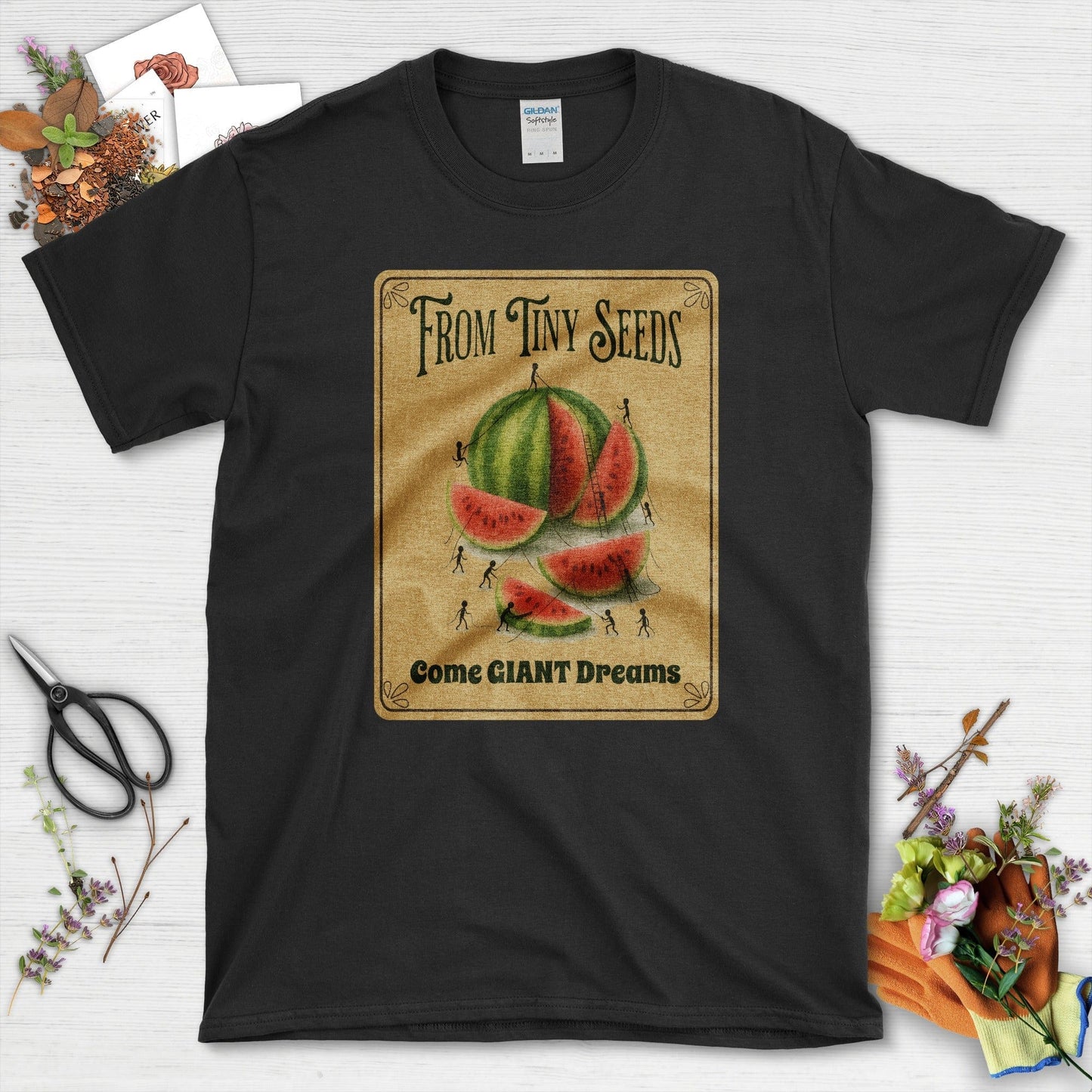 Tiny Seeds, Giant Dreams T-Shirt T-Shirts / S / Black Physical Item