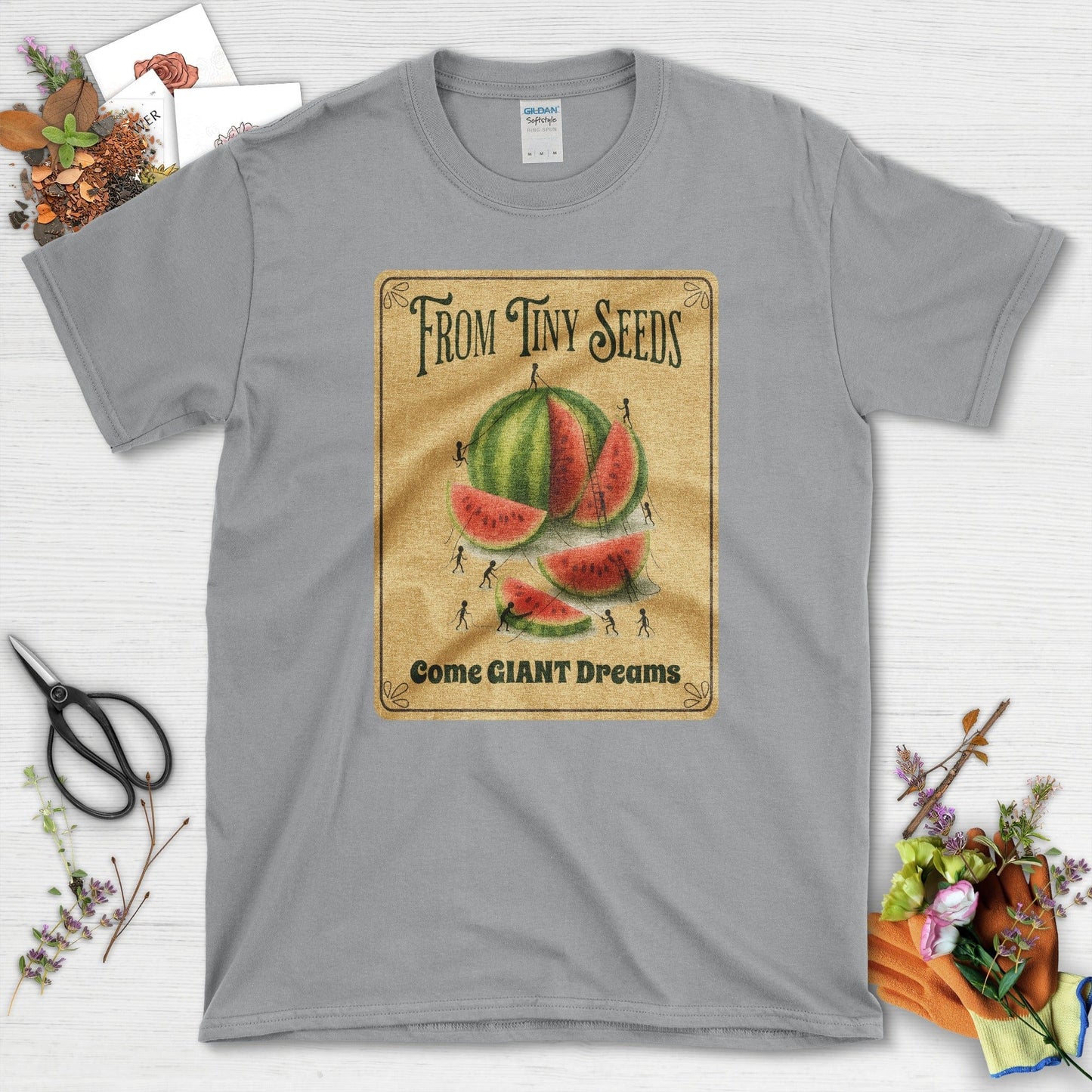 Tiny Seeds, Giant Dreams T-Shirt T-Shirts / S / Sport Grey Physical Item
