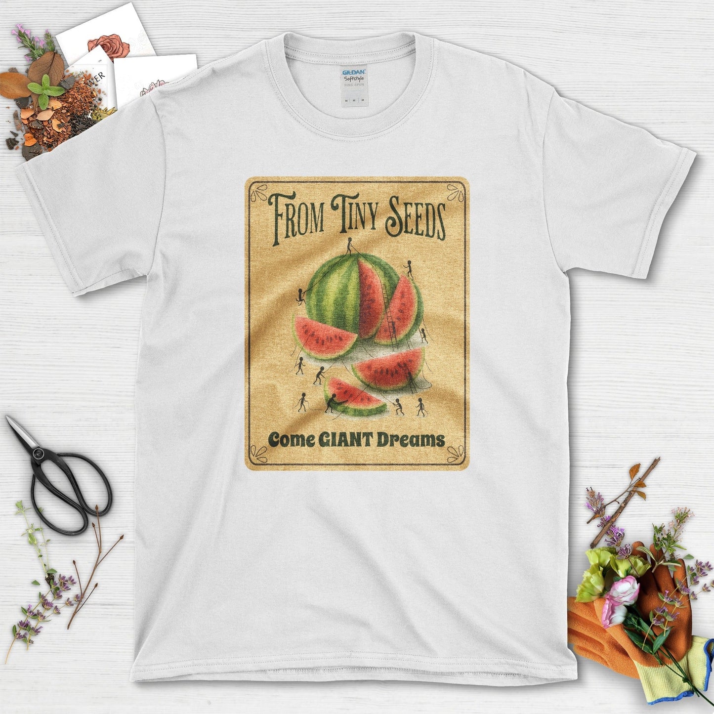 Tiny Seeds, Giant Dreams T-Shirt T-Shirts / S / White Physical Item