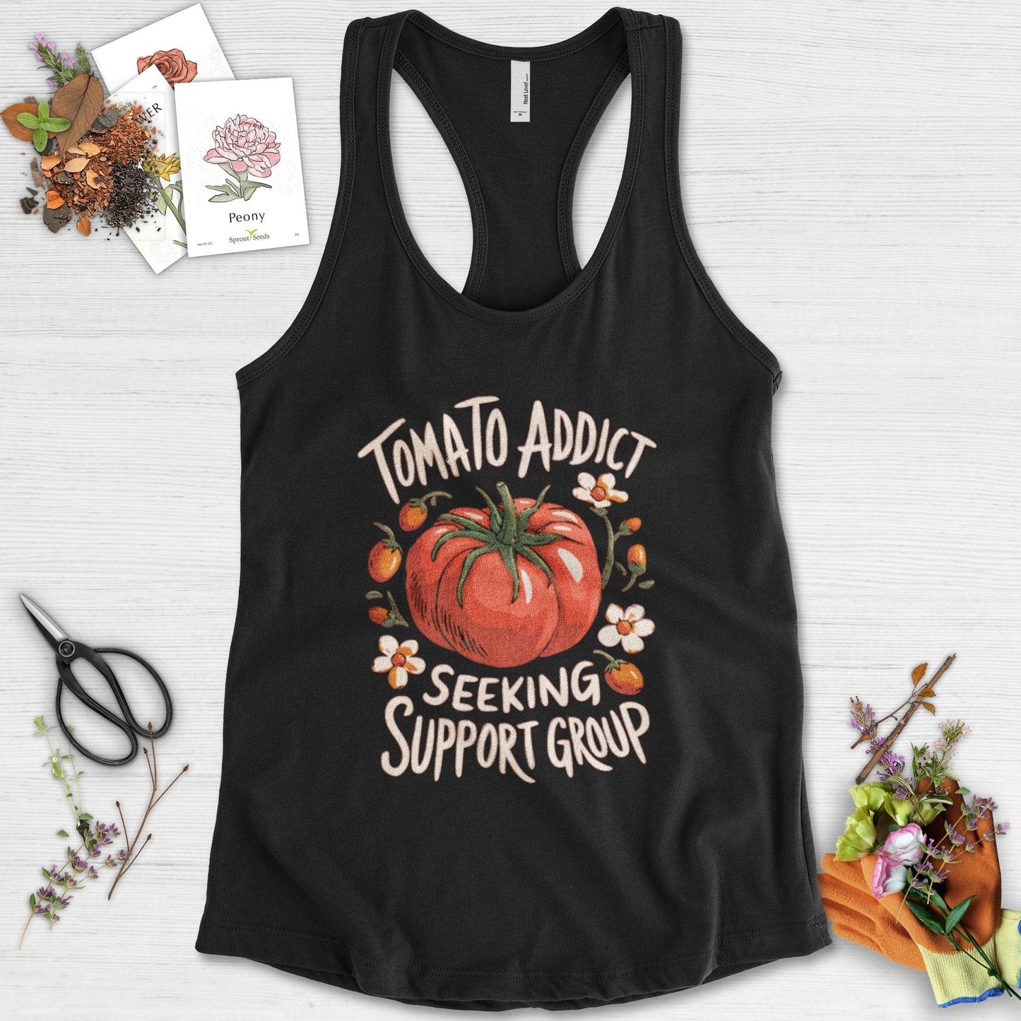 Tomato Addict Support Group Racerback Racerback / XS / Black Physical Item