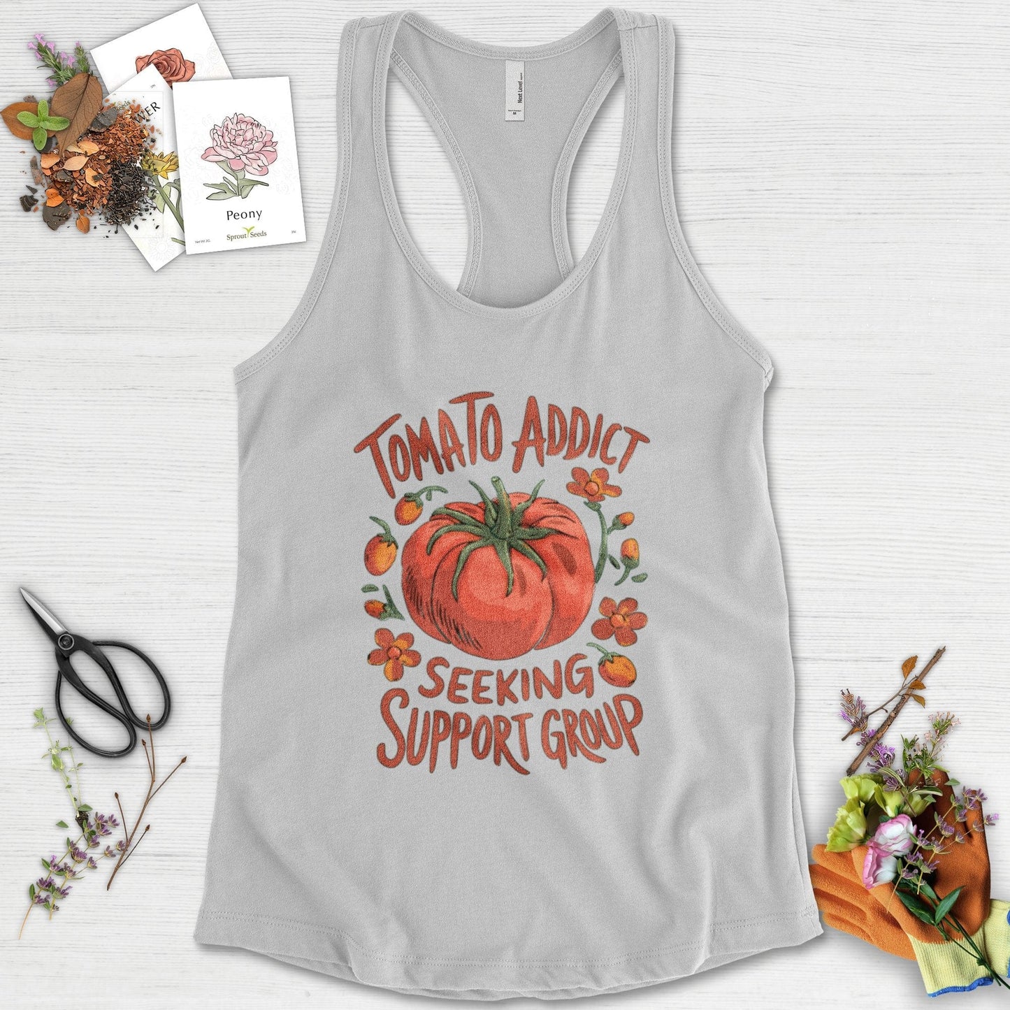 Tomato Addict Support Group Racerback Racerback / XS / Heather Grey Physical Item