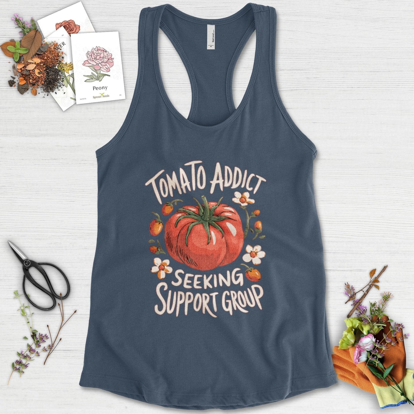 Tomato Addict Support Group Racerback Racerback / XS / Indigo Physical Item