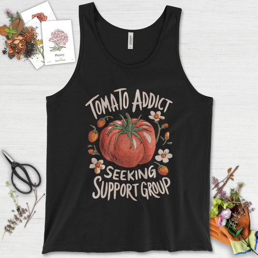 Tomato Addict Support Group Tank Top Black / XS Physical Item