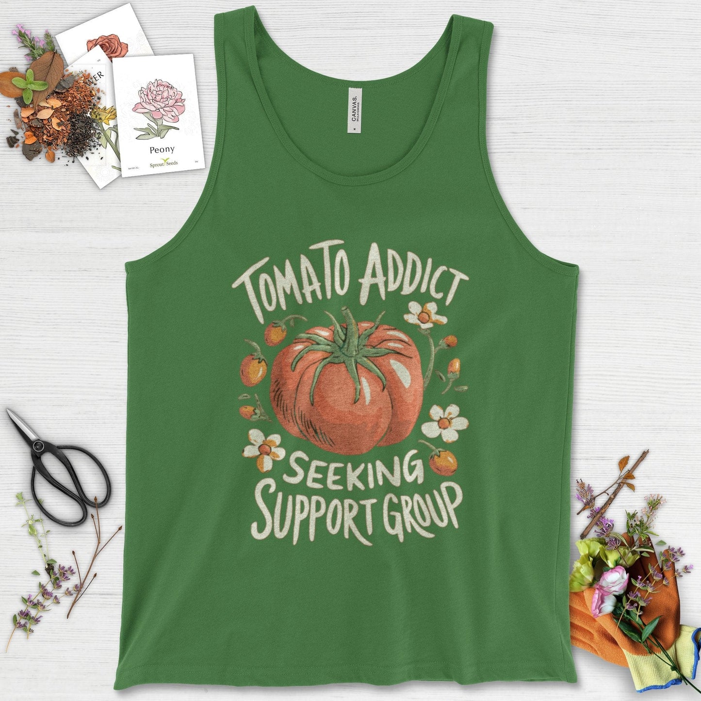 Tomato Addict Support Group Tank Top Leaf / XS Physical Item