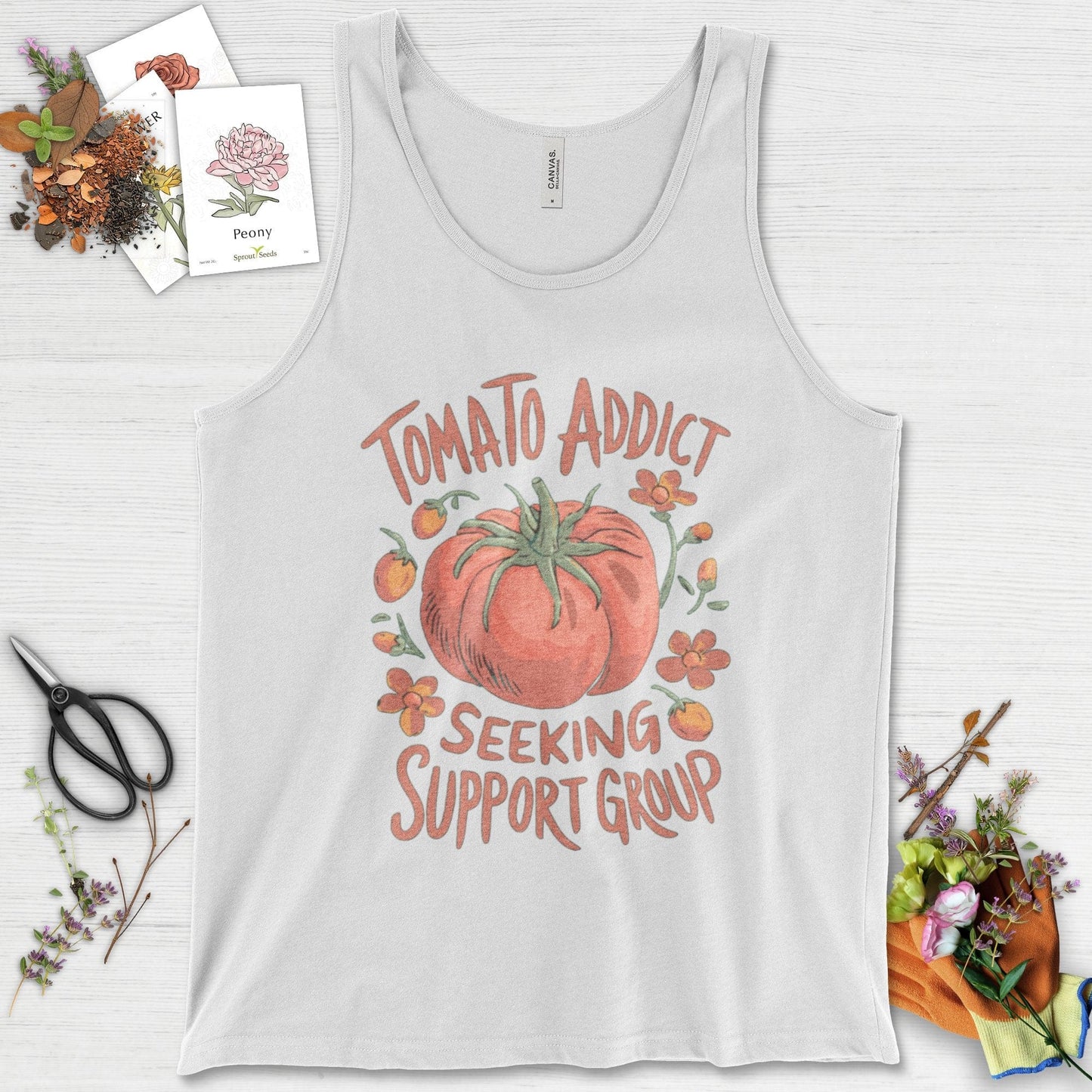 Tomato Addict Support Group Tank Top White / XS Physical Item