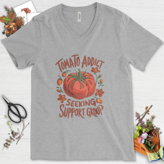 Tomato Addict Support Group V-Neck Athletic Heather / S Physical Item