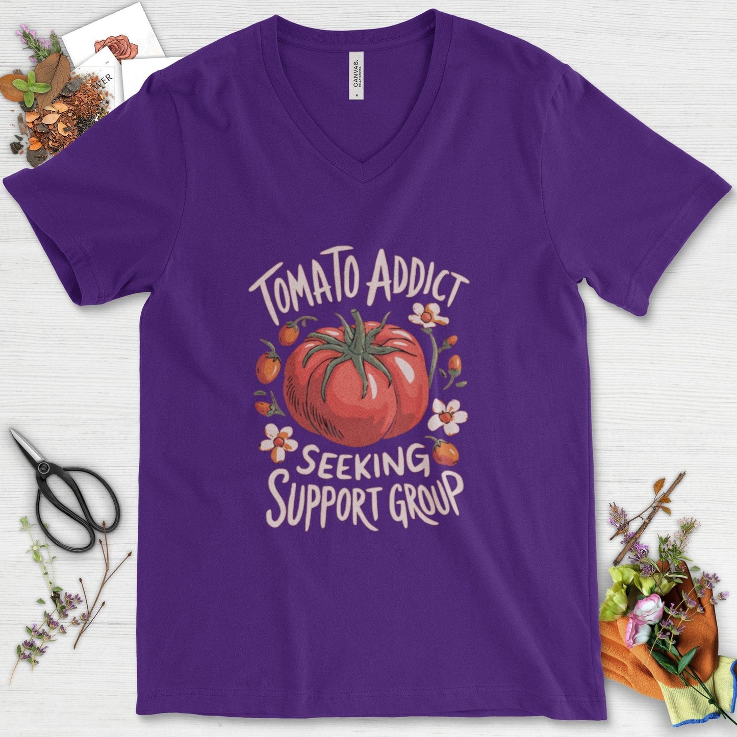 Tomato Addict Support Group V-Neck Team Purple / S Physical Item