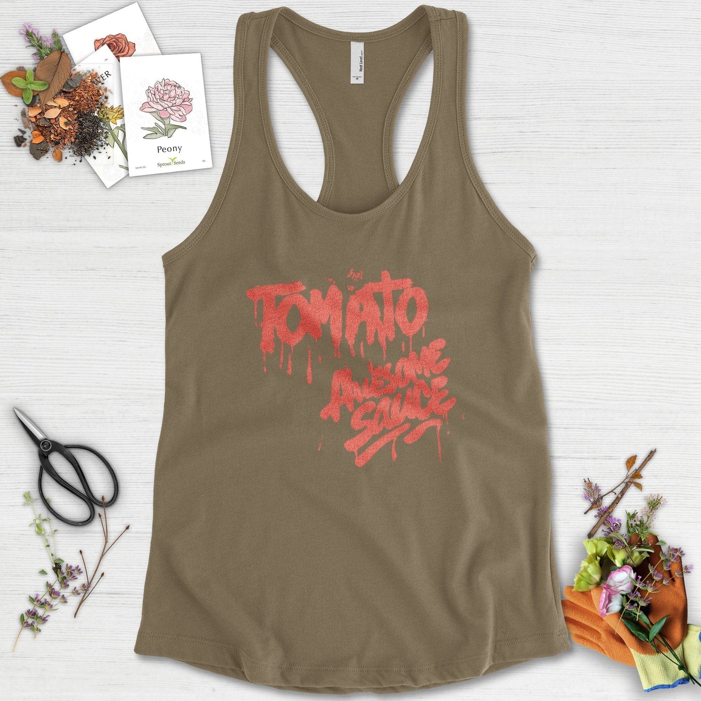 Tomato Awesome Sauce Racerback Racerback / XS / Military Green Physical Item