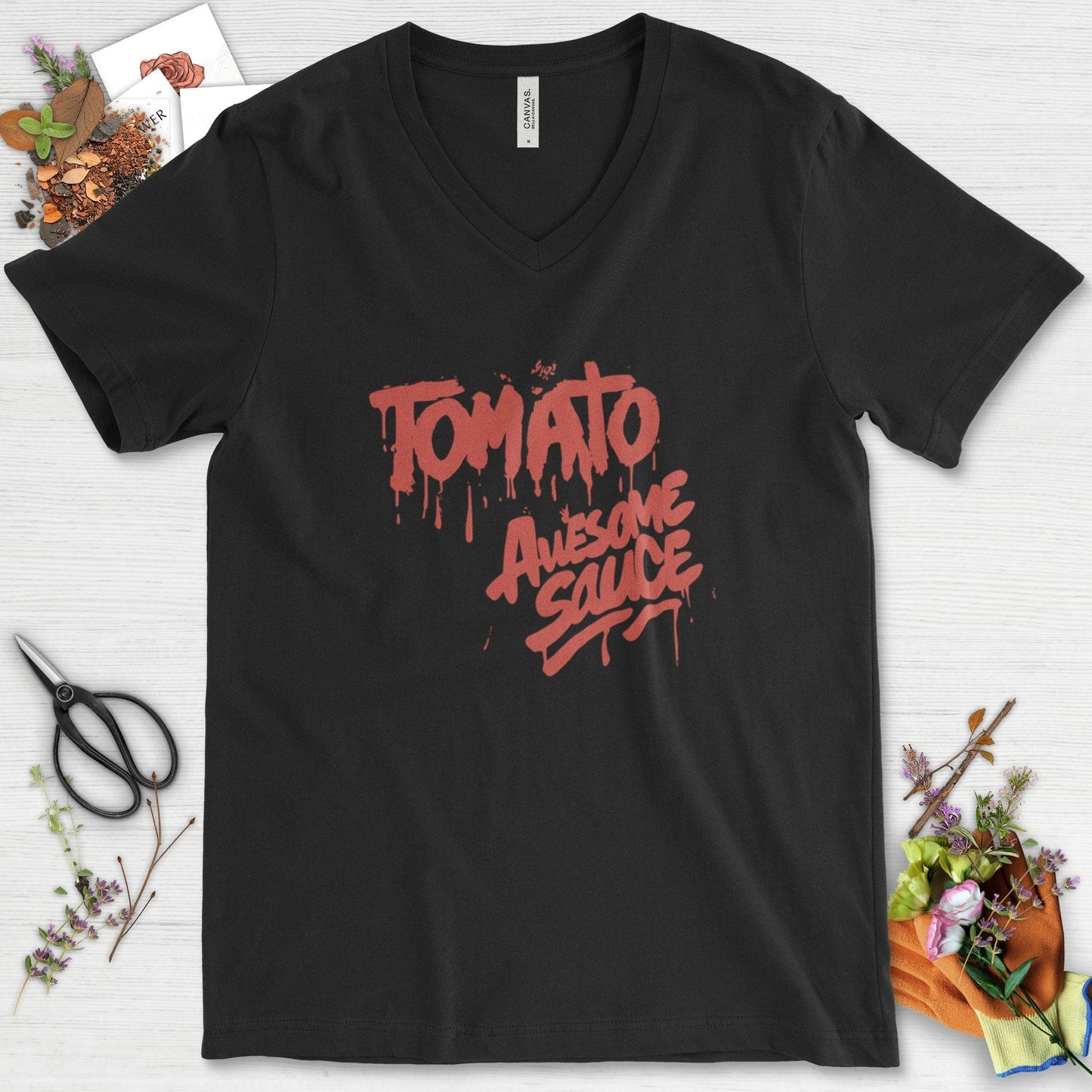 Tomato Awesome Sauce V-Neck Black / S Physical Item