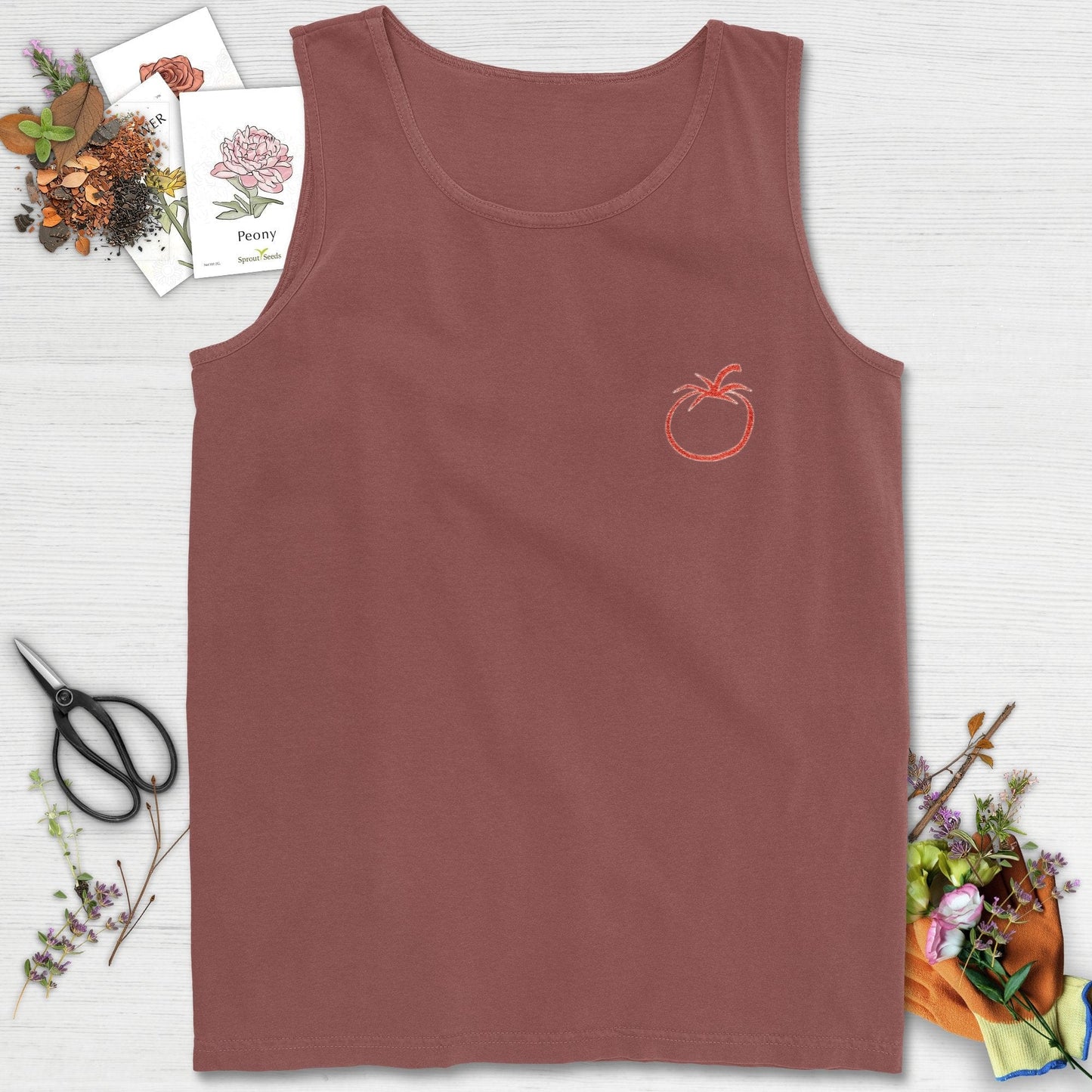 Tomato Illustration Comfort Colors® Tank Top Brick / S Physical Item