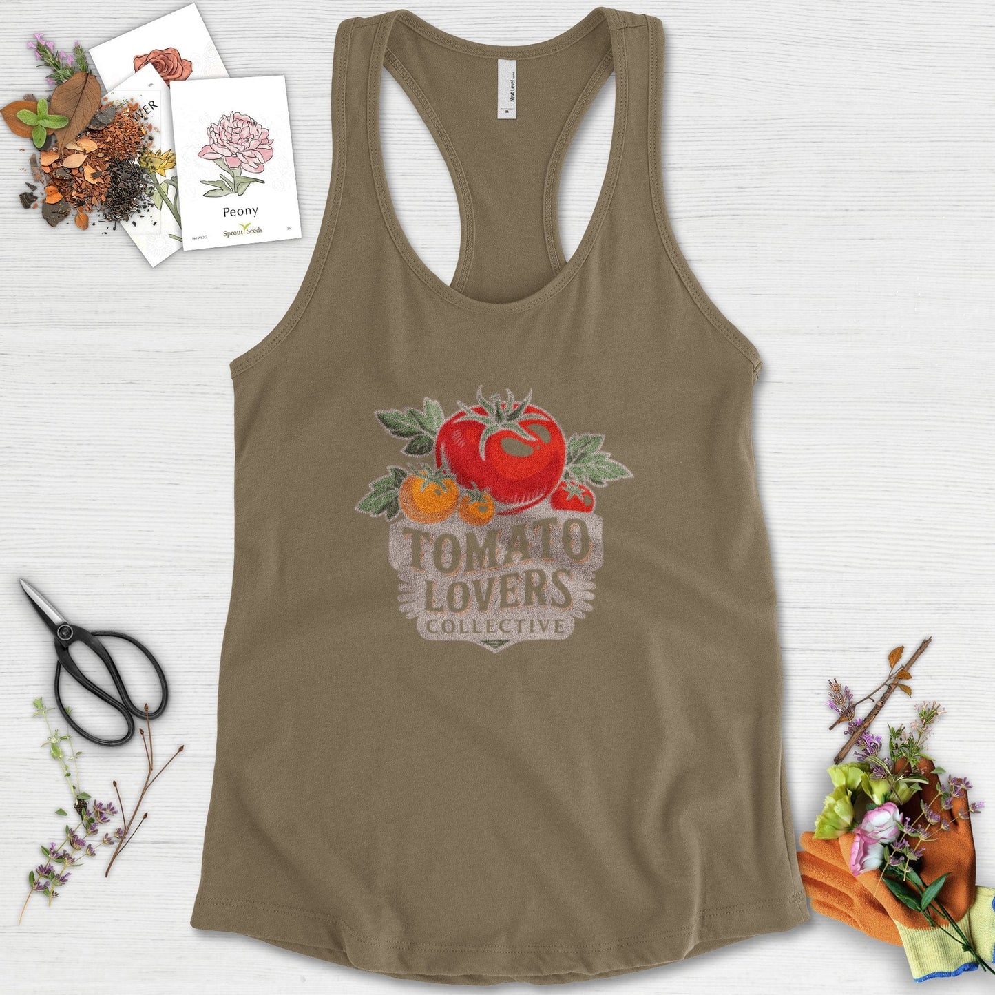 Tomato Lovers Collective Racerback Racerback / XS / Military Green Physical Item