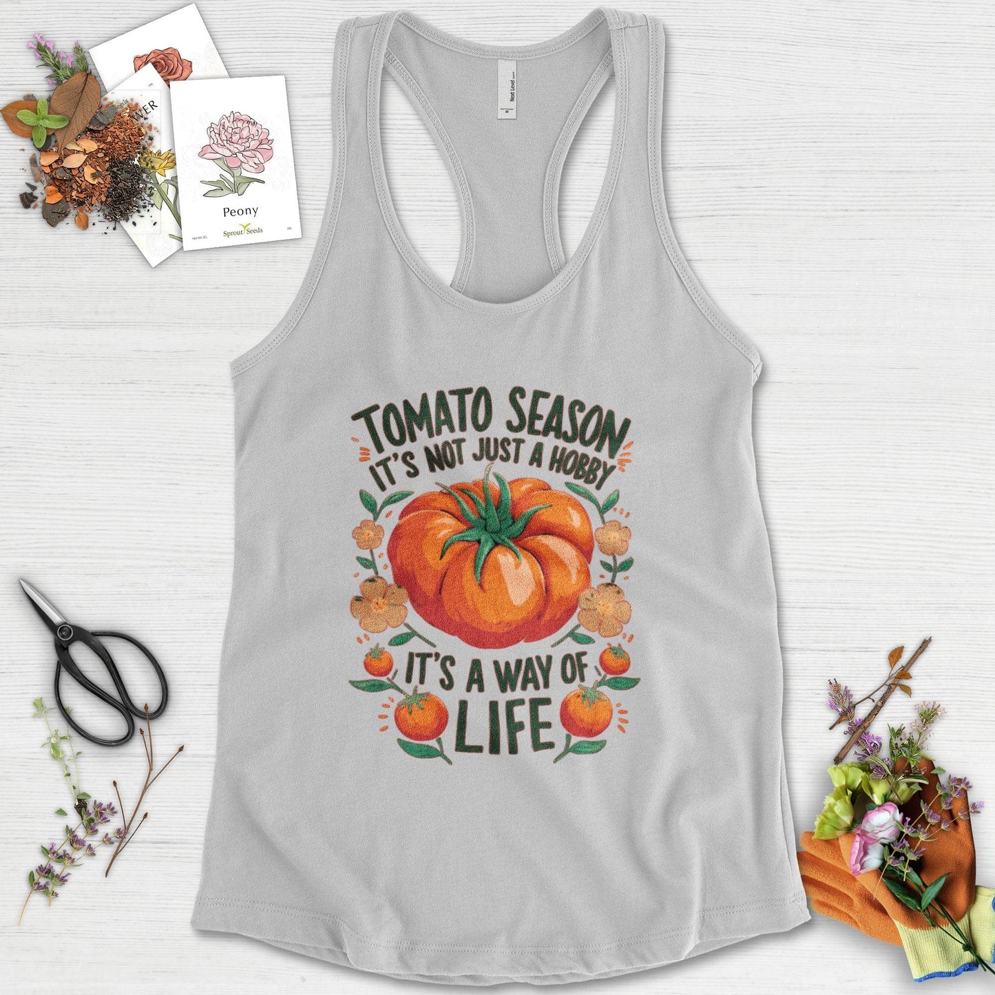 Tomato Season Way of Life Racerback Heather Grey / XS Physical Item
