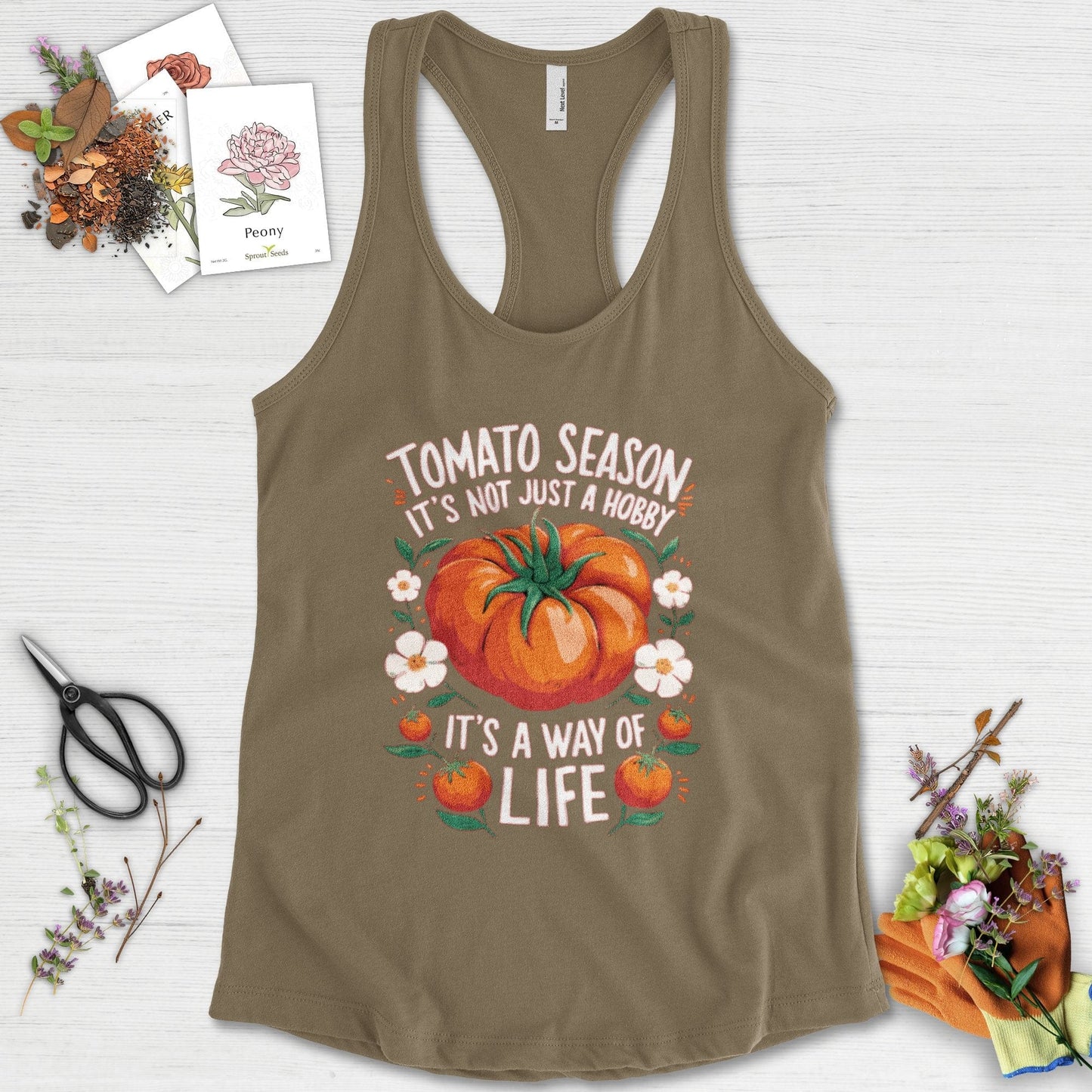 Tomato Season Way of Life Racerback Military Green / XS Physical Item