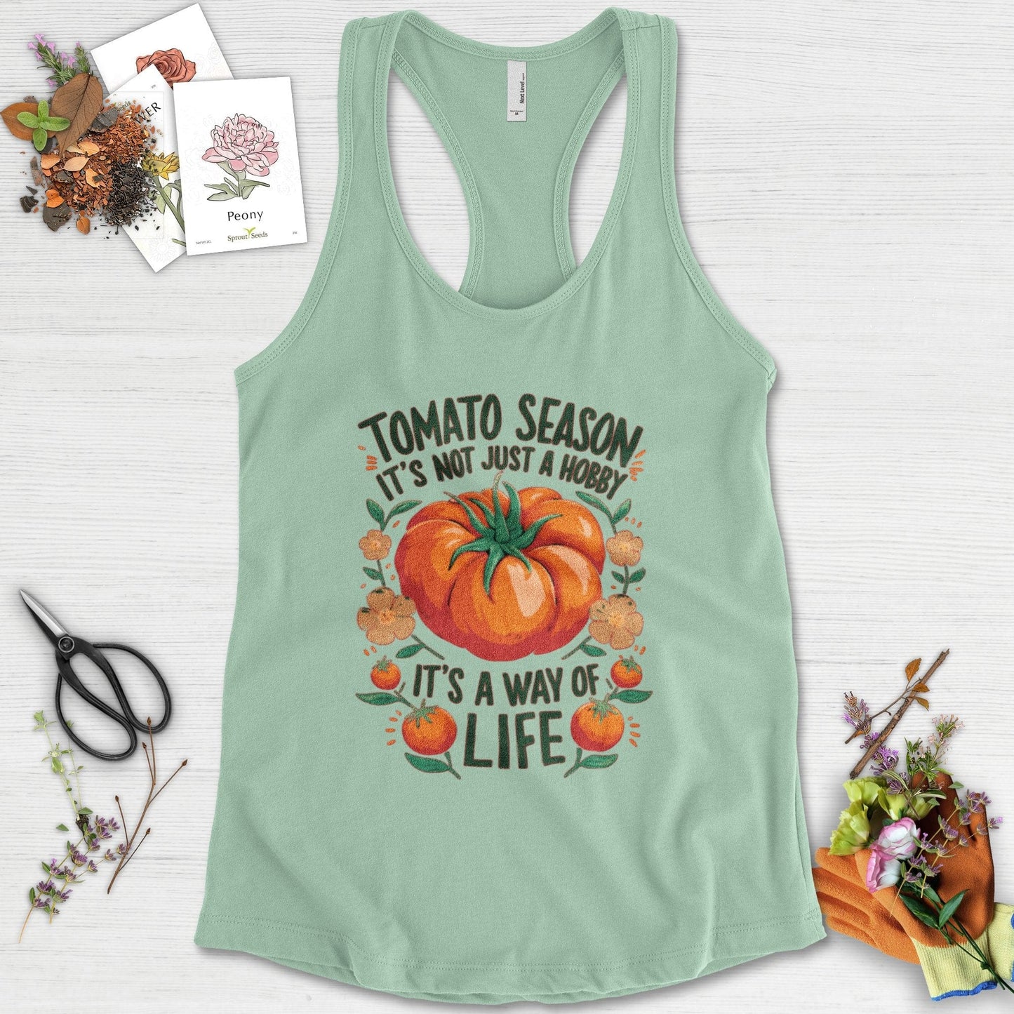 Tomato Season Way of Life Racerback Mint / XS Physical Item