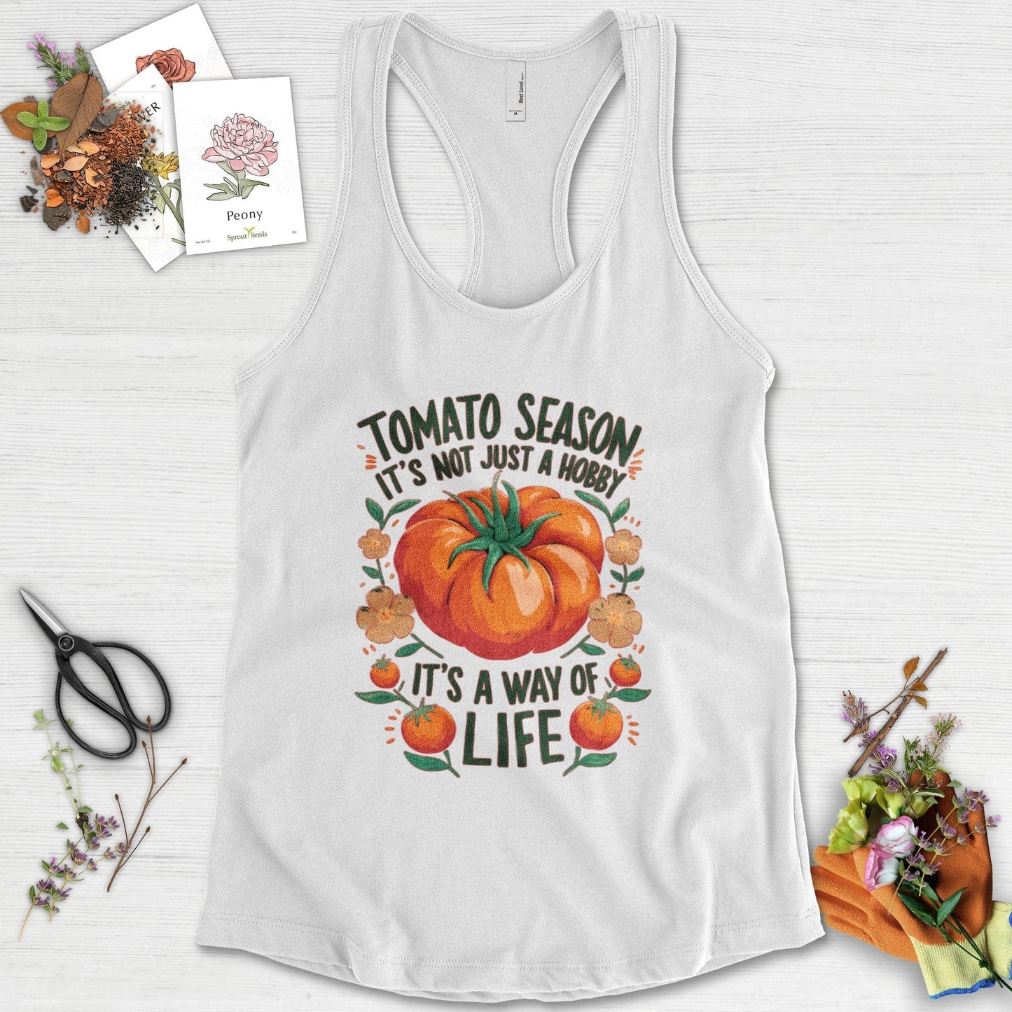 Tomato Season Way of Life Racerback White / XS Physical Item