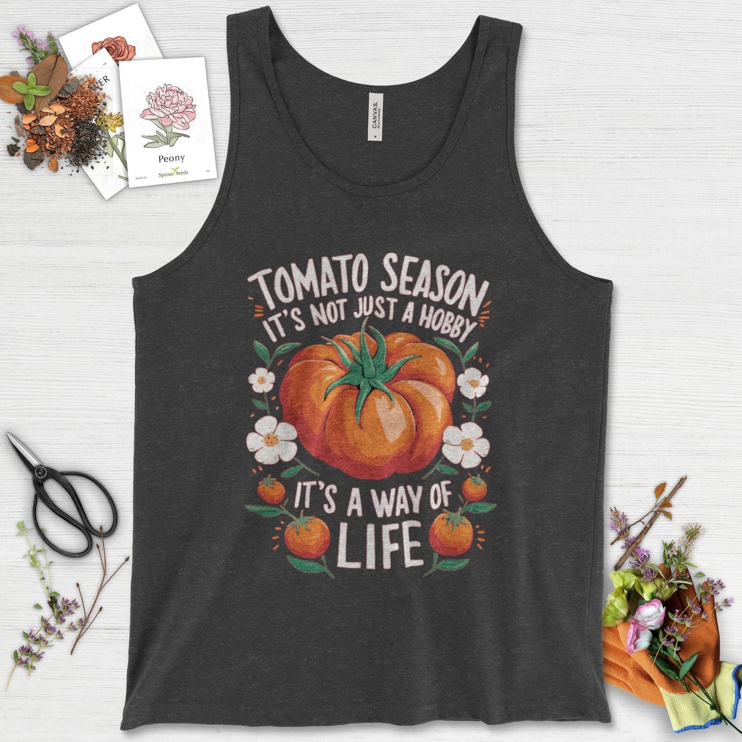 Tomato Season Way of Life Tank Top Dark Gray Heather / XS Physical Item