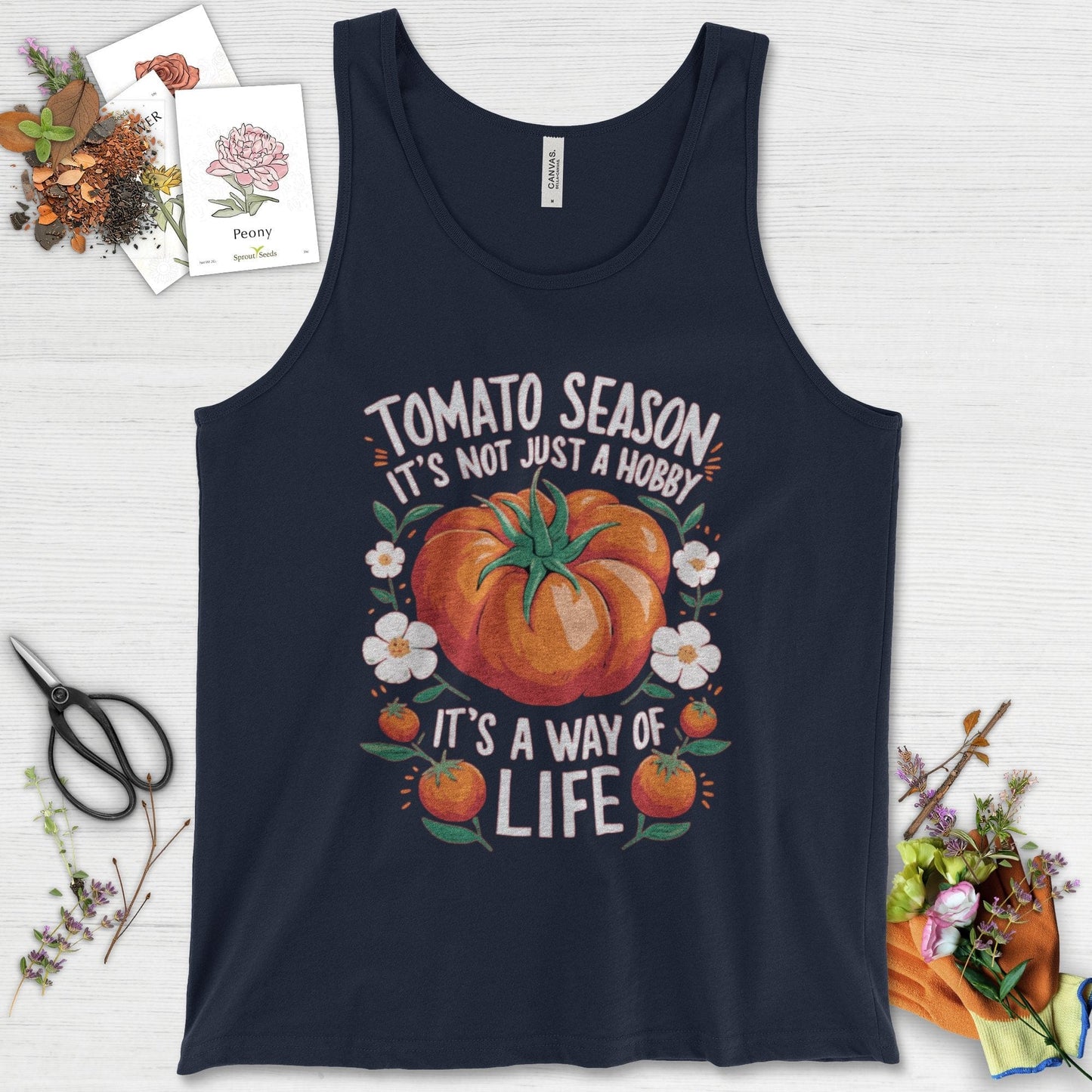 Tomato Season Way of Life Tank Top Navy / XS Physical Item