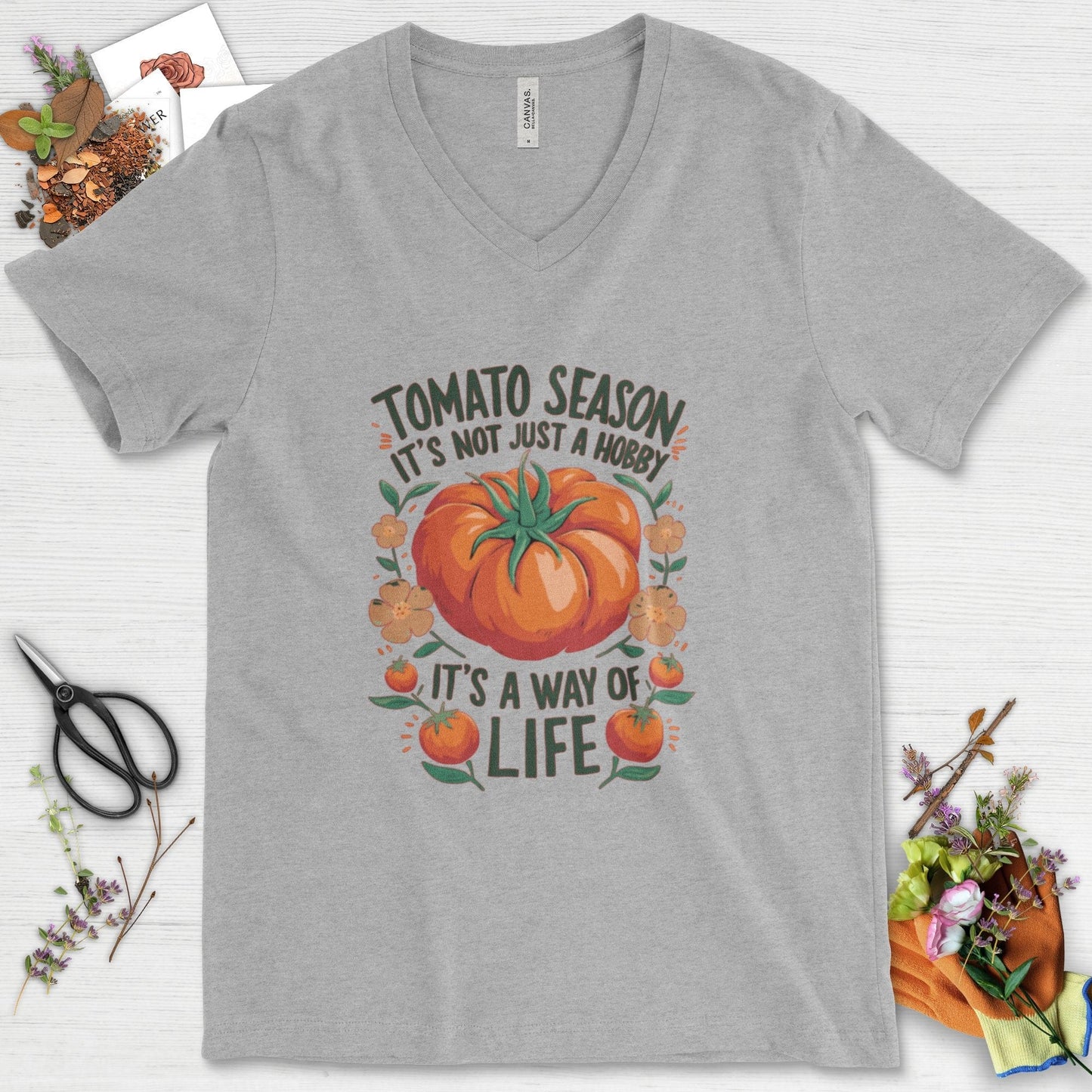 Tomato Season Way of Life V-Neck Athletic Heather / S T-Shirt