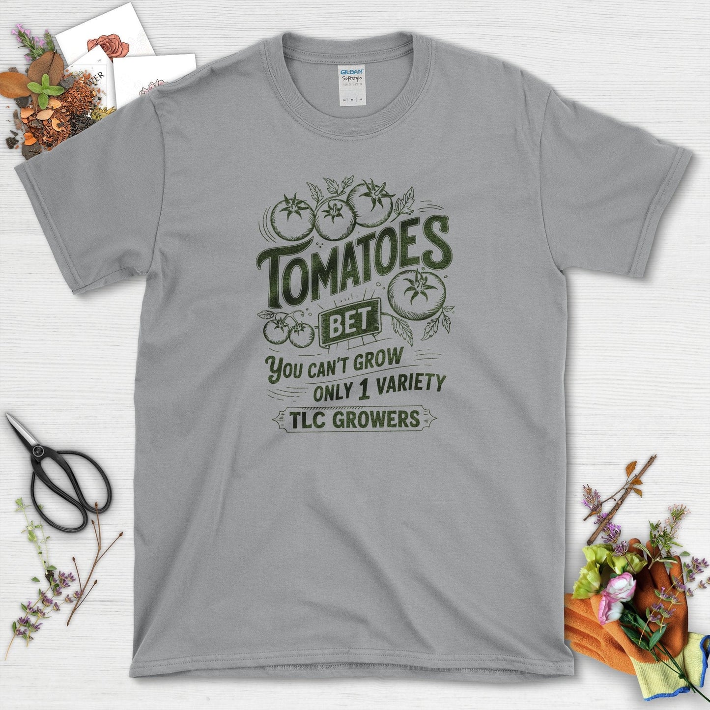 Tomatoes Bet You Can't Grow Only 1 Variety T-Shirt Sport Grey / S Physical Item