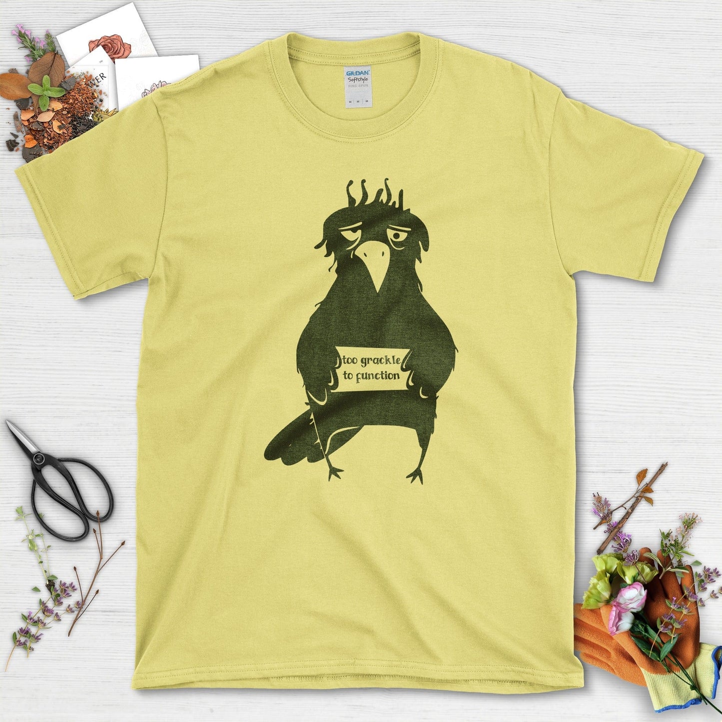 Too Grackle to Function T-Shirt T-Shirts / S / Cornsilk Physical Item