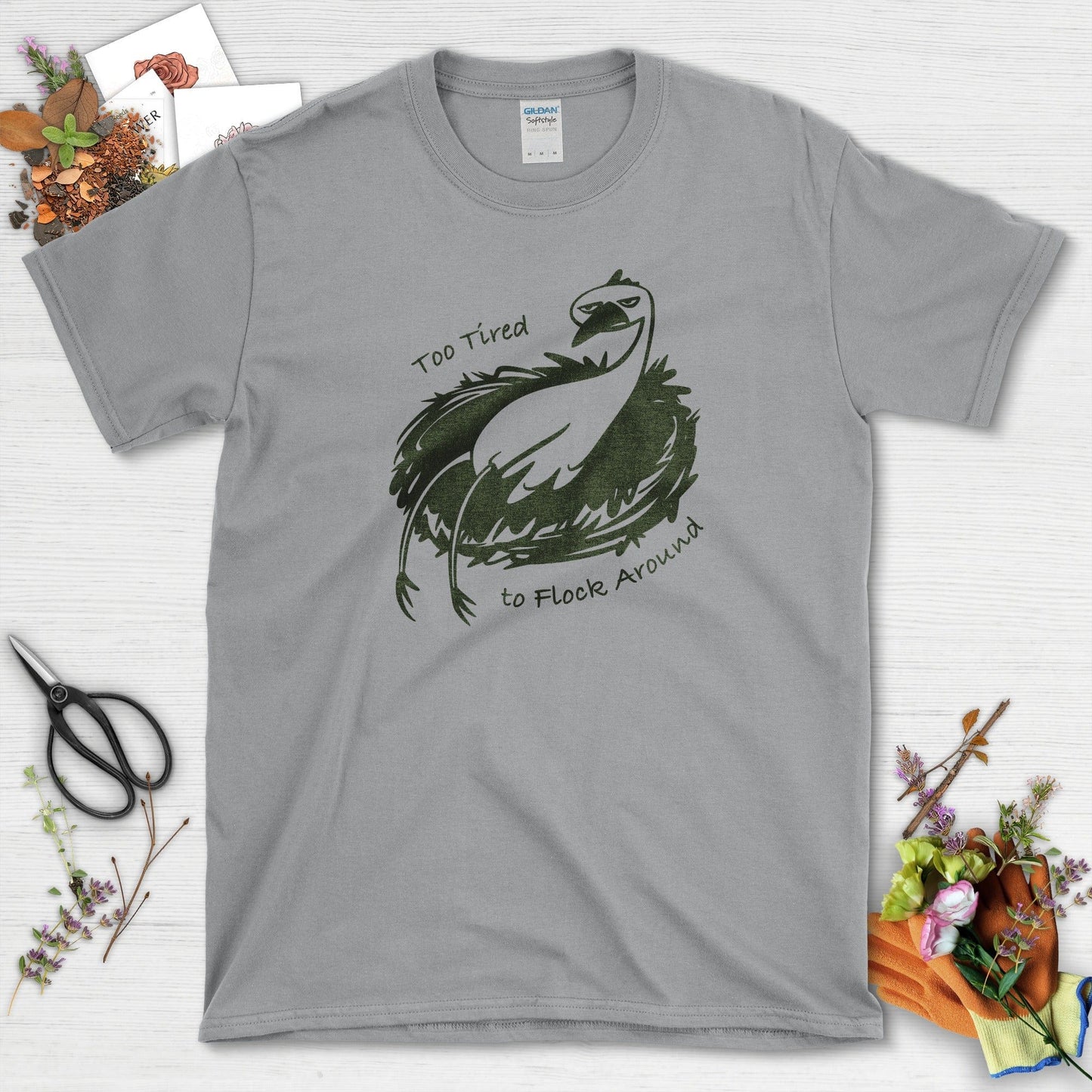 Too Tired to Flock Around T-Shirt T-Shirts / S / Sport Grey Physical Item