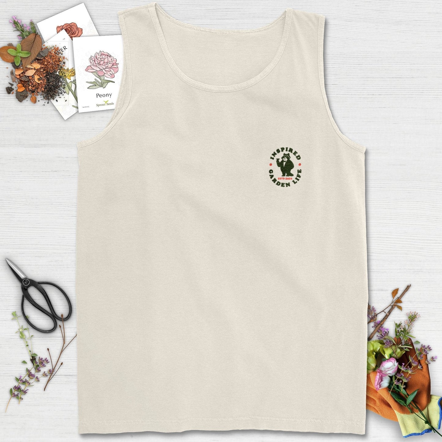 Urban Wildlife Racoon Logo Colorwashed Comfort Tank Top Ivory / S Tank Top