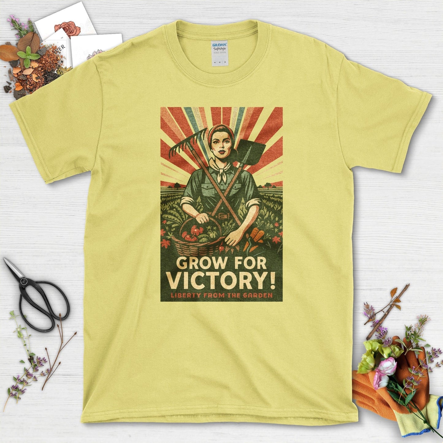 Victory Garden Freedom T-Shirt T-Shirts / S / Cornsilk Physical Item