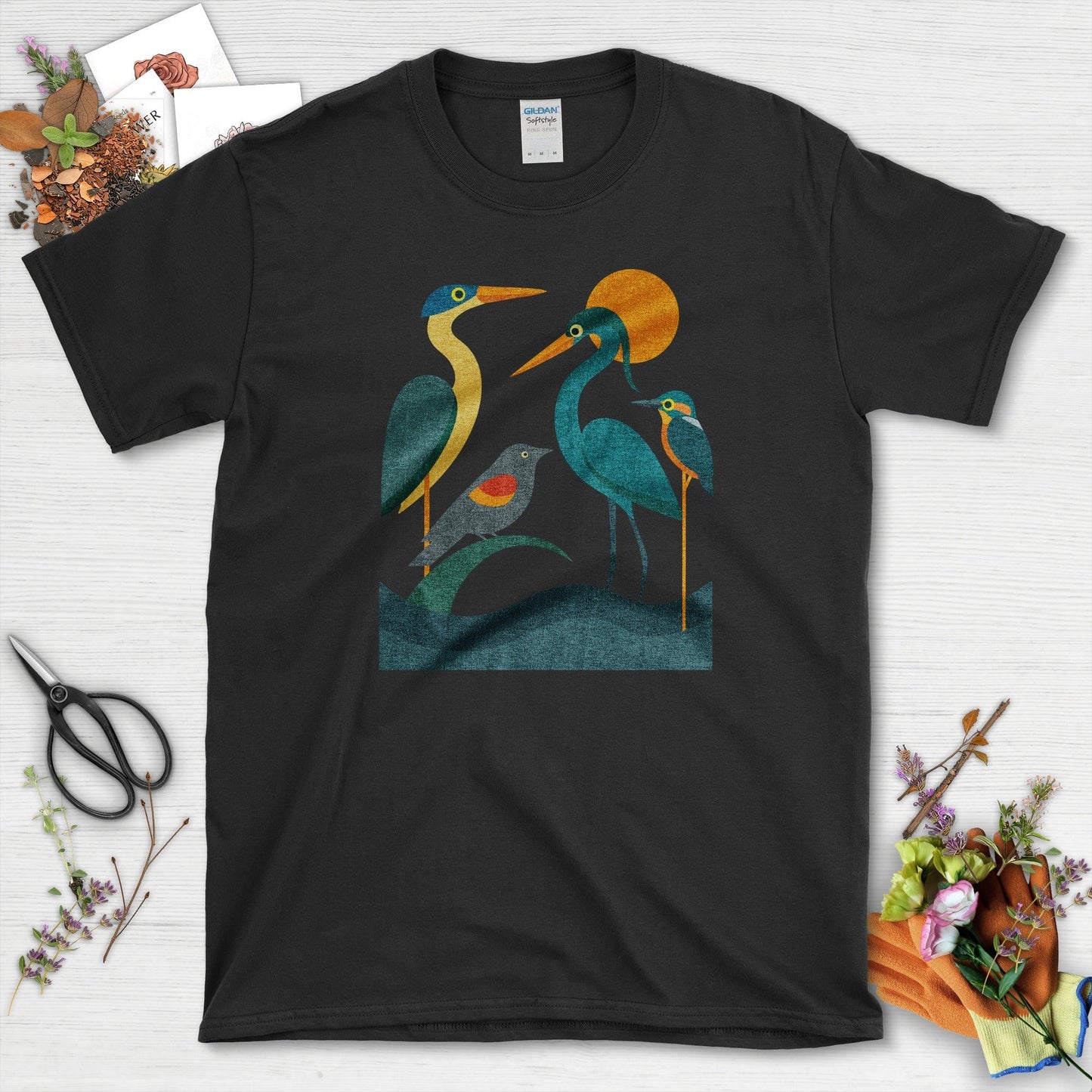 Waters Edge Bird Lovers T-Shirt T-Shirts / S / Black Physical Item