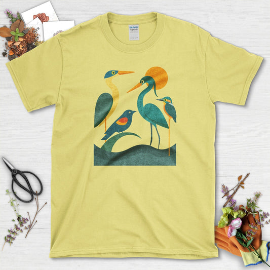 Waters Edge Bird Lovers T-Shirt T-Shirts / S / Cornsilk Physical Item