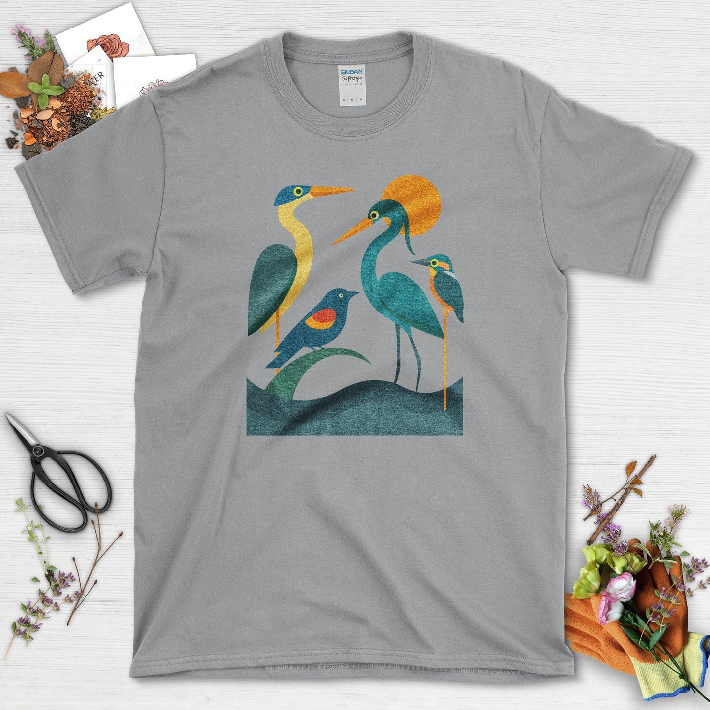 Waters Edge Bird Lovers T-Shirt T-Shirts / S / Sport Grey Physical Item