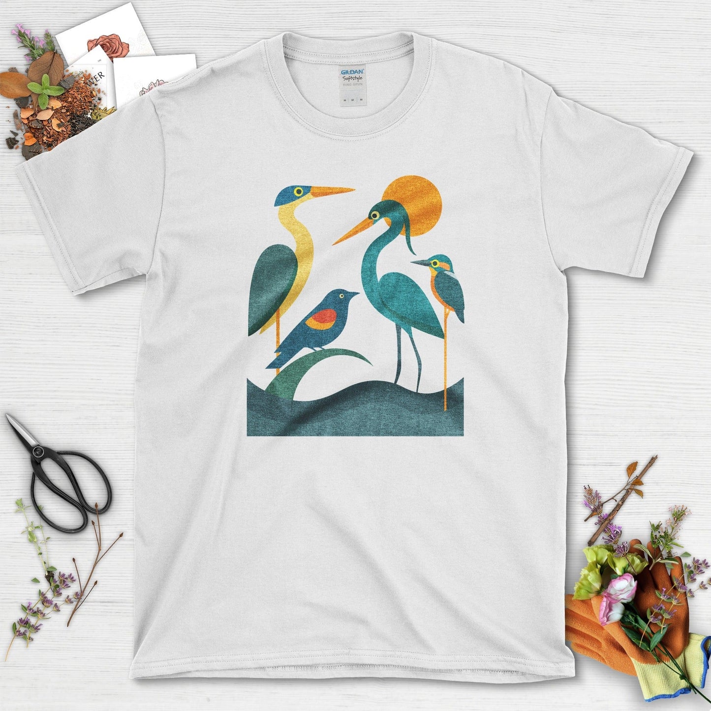 Waters Edge Bird Lovers T-Shirt T-Shirts / S / White Physical Item