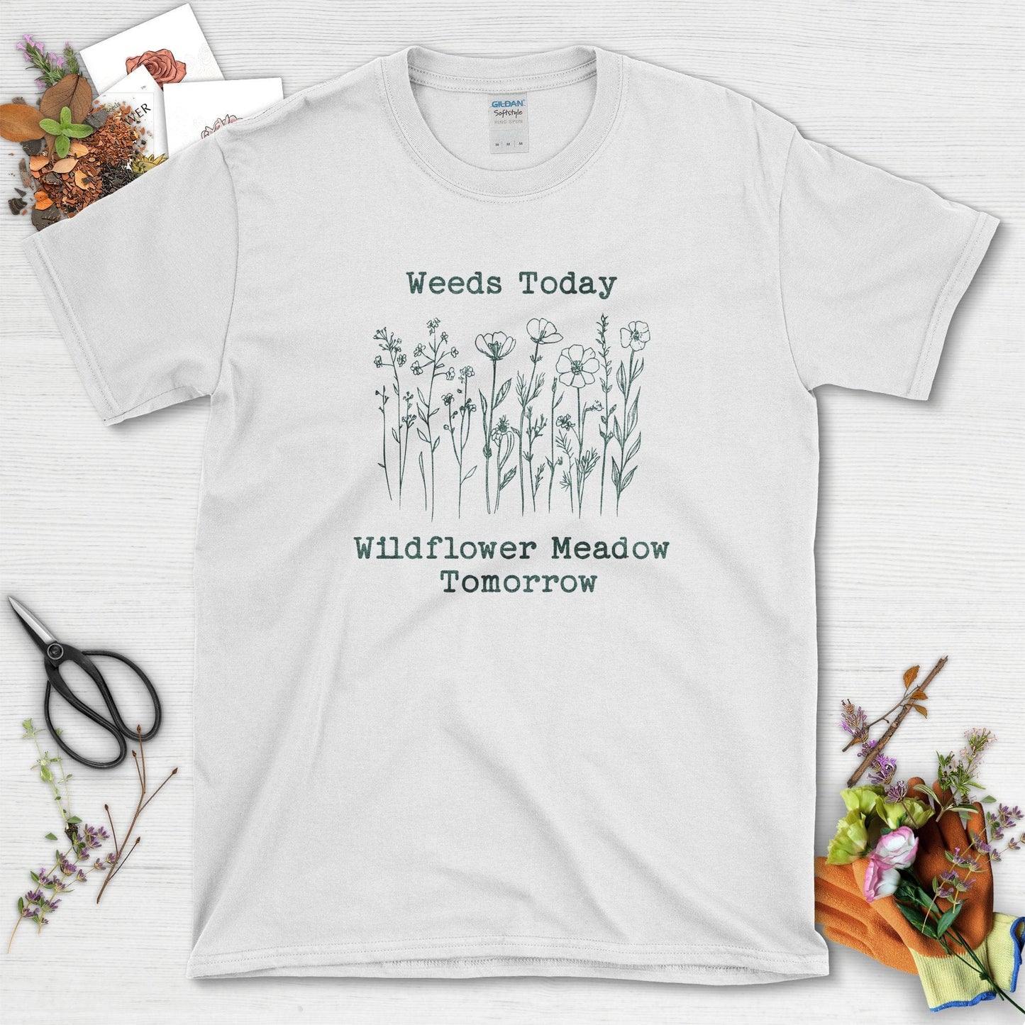 Wildflower Meadow Garden T-Shirt White / S / T-Shirts Physical Item