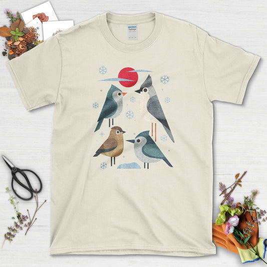 Winter Flock Bird Lovers T-Shirt T-Shirts / S / Natural Physical Item