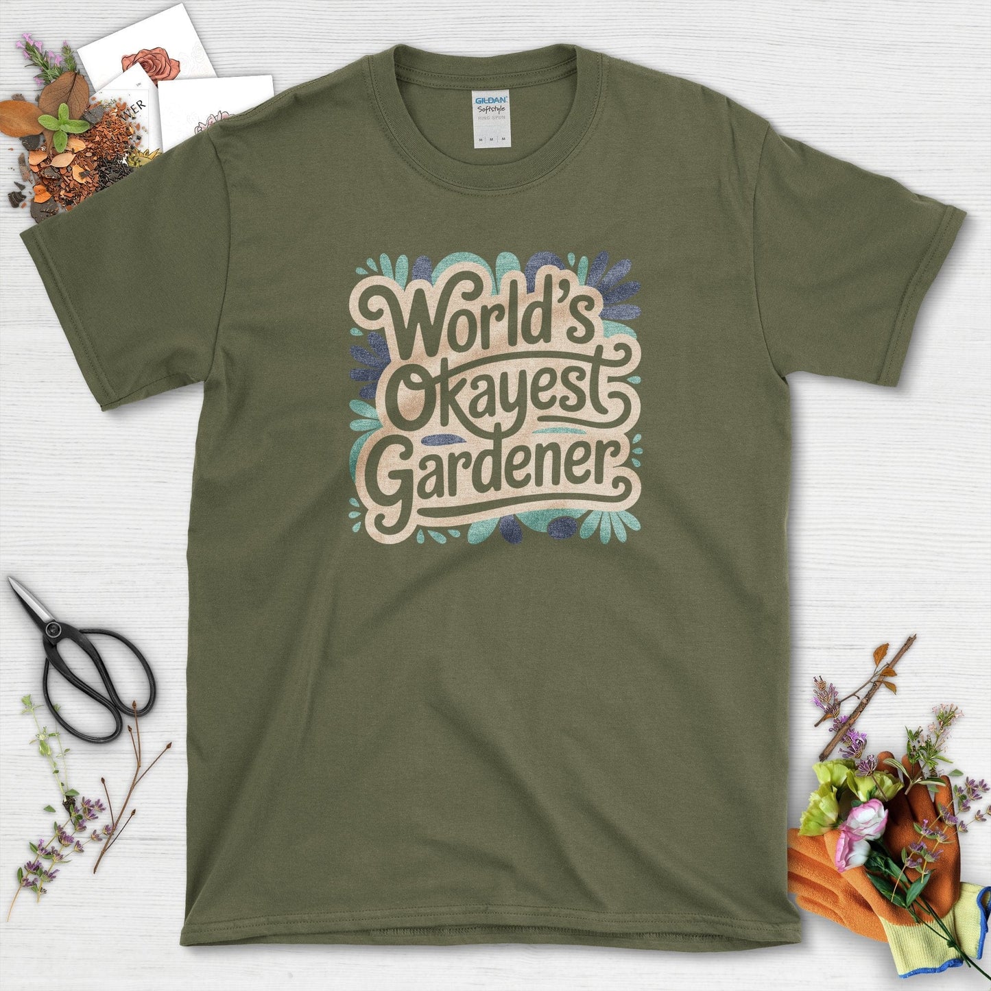 World's Okayest Gardener T-Shirt Military Green / S T-Shirt