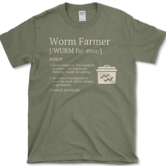 Worm Farmer T-Shirt S / Military Green / Essential Tees Essential Tees