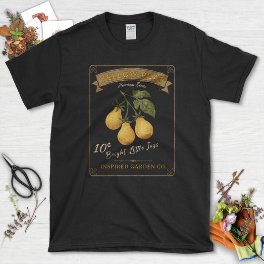Yellow Pear Heirloom Seeds T-Shirt Black / S Physical Item