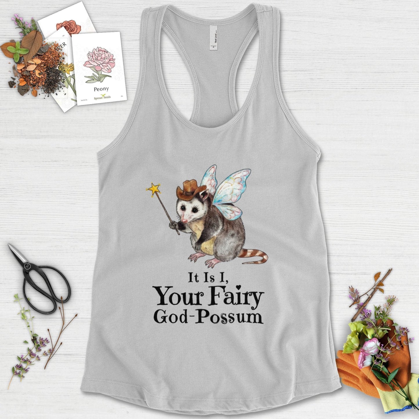 Your Fairy God-Possum Racerback Racerback / XS / Heather Grey Physical Item