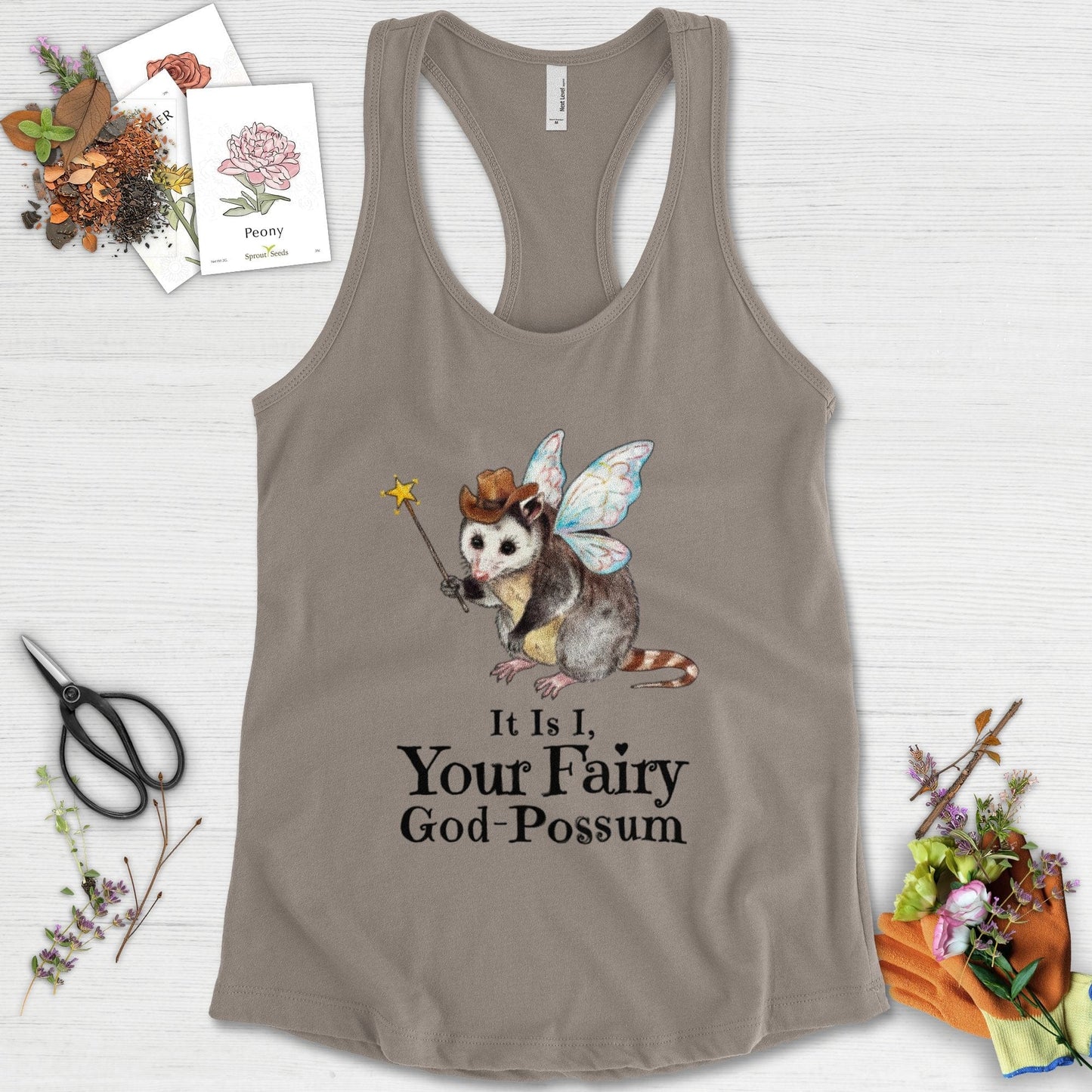 Your Fairy God-Possum Racerback Racerback / XS / Warm Grey Physical Item