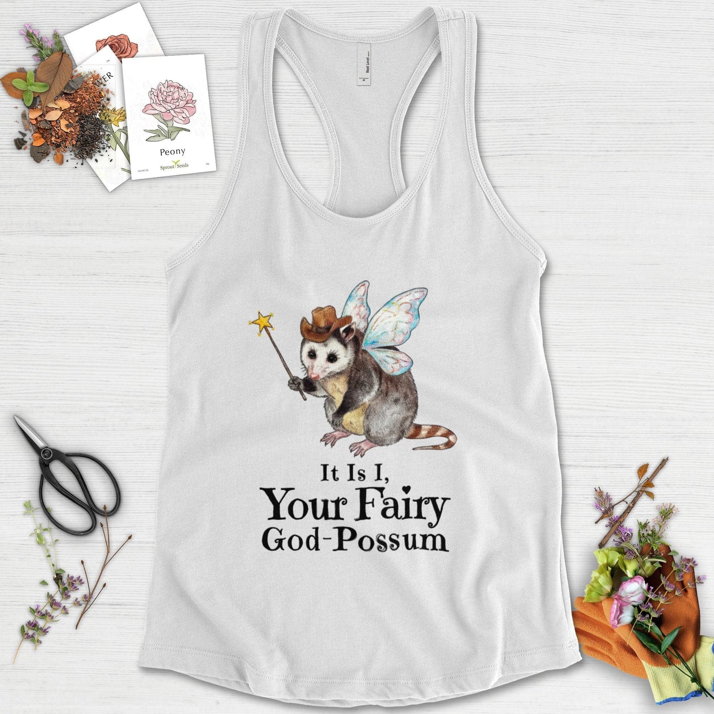 Your Fairy God-Possum Racerback Racerback / XS / White Physical Item
