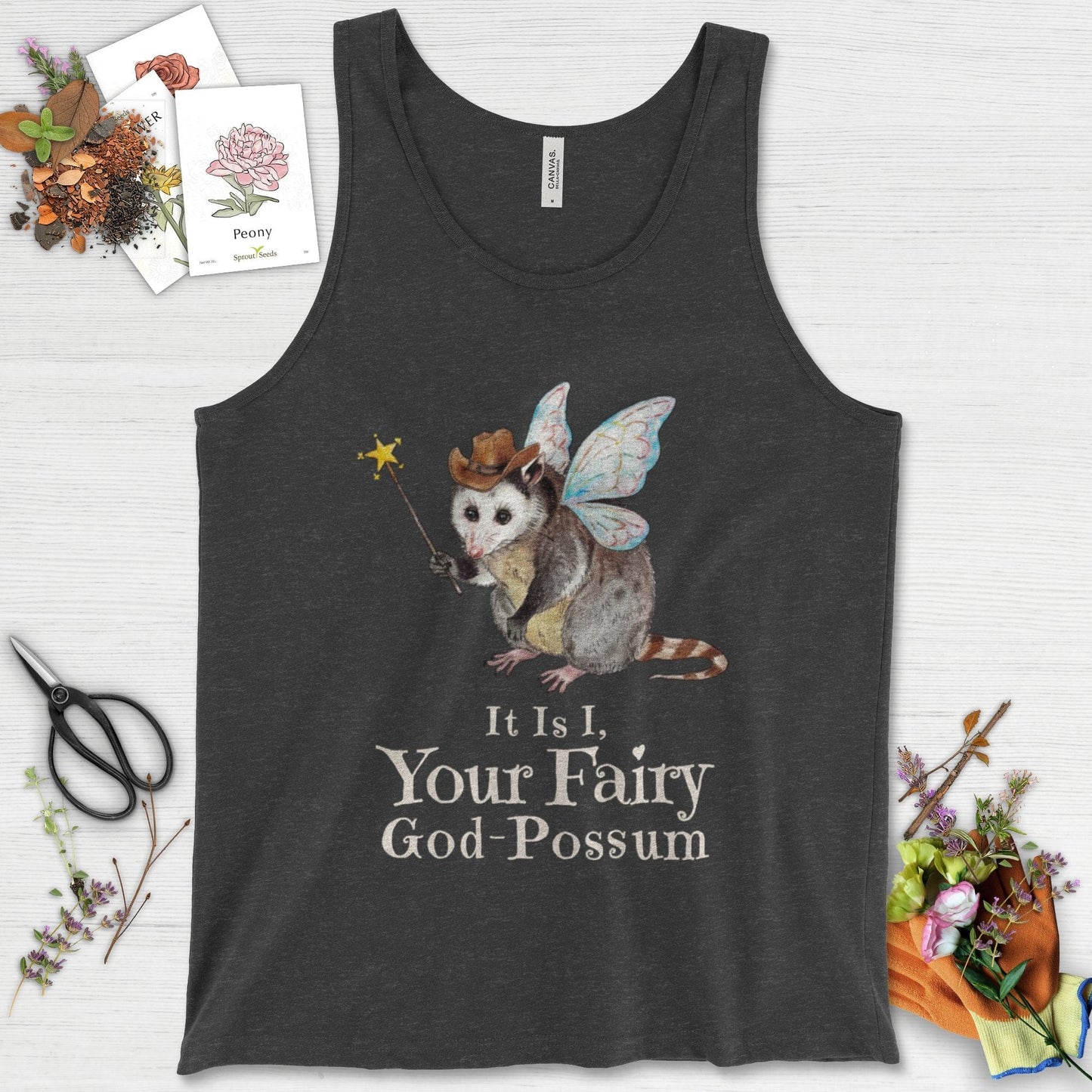 Your Fairy God-Possum Tank Top Dark Gray Heather / XS Physical Item