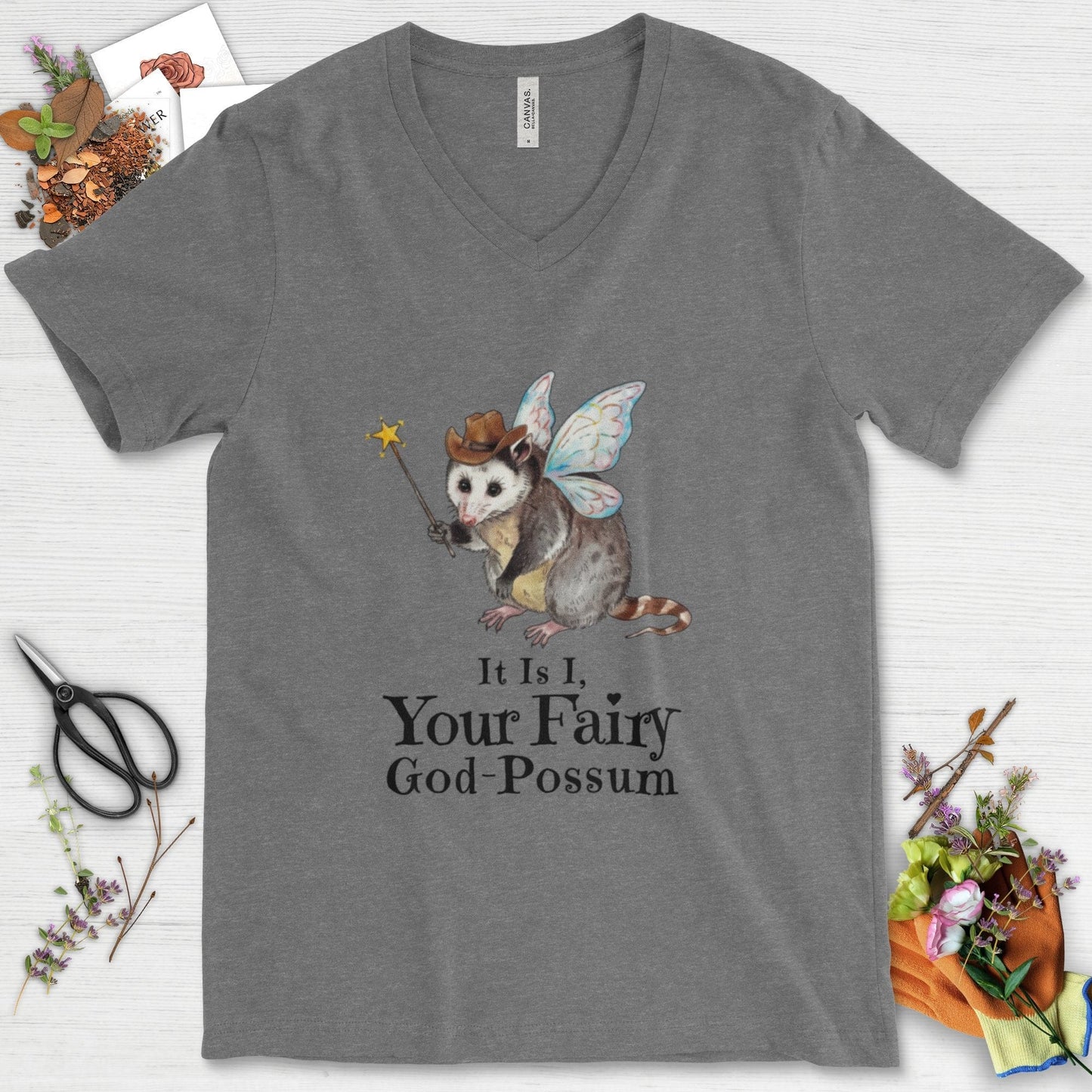 Your Fairy God-Possum V-Neck Deep Heather / S Physical Item