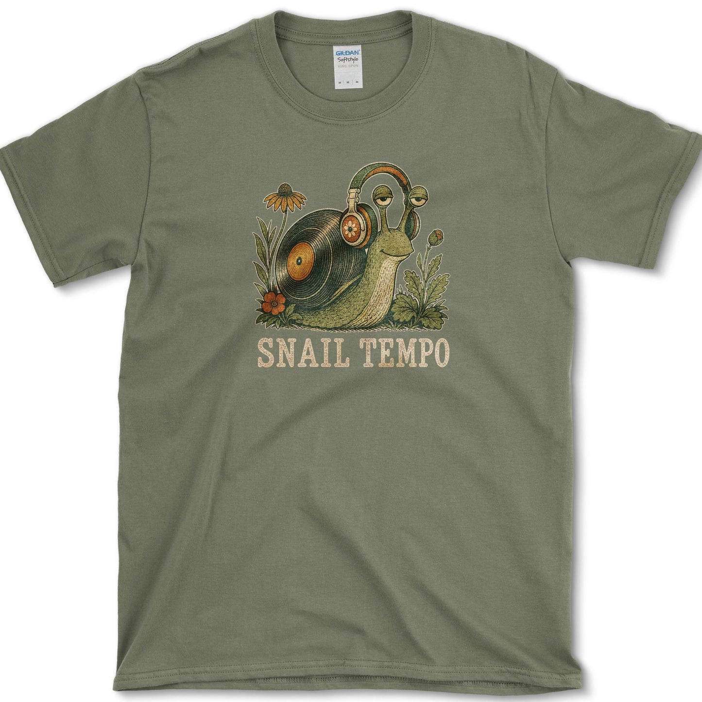 Snail Tempo design featuring snail artwork on a t-shirt