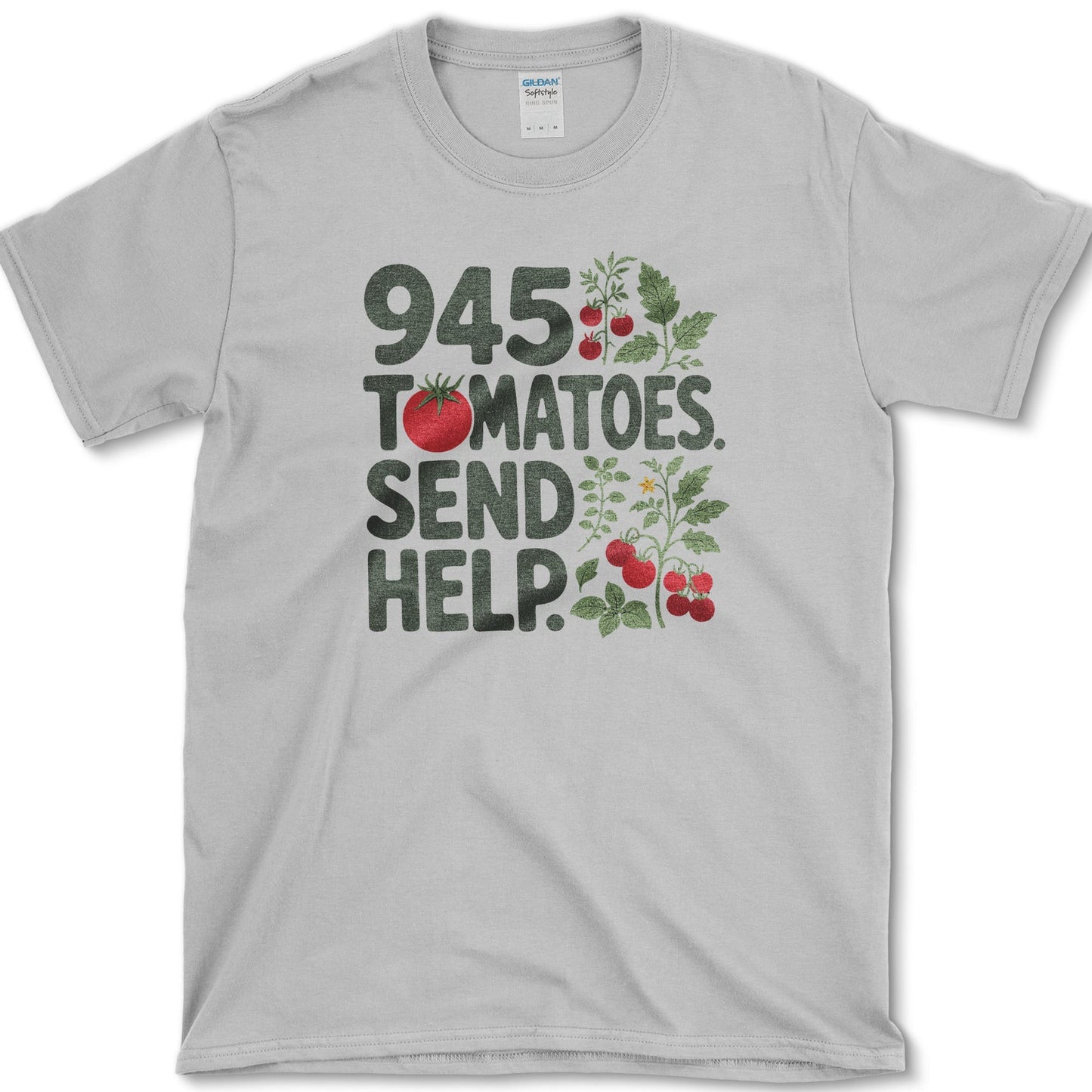 945 Tomatoes Send Help T-Shirt S / Sport Grey Essential Tees