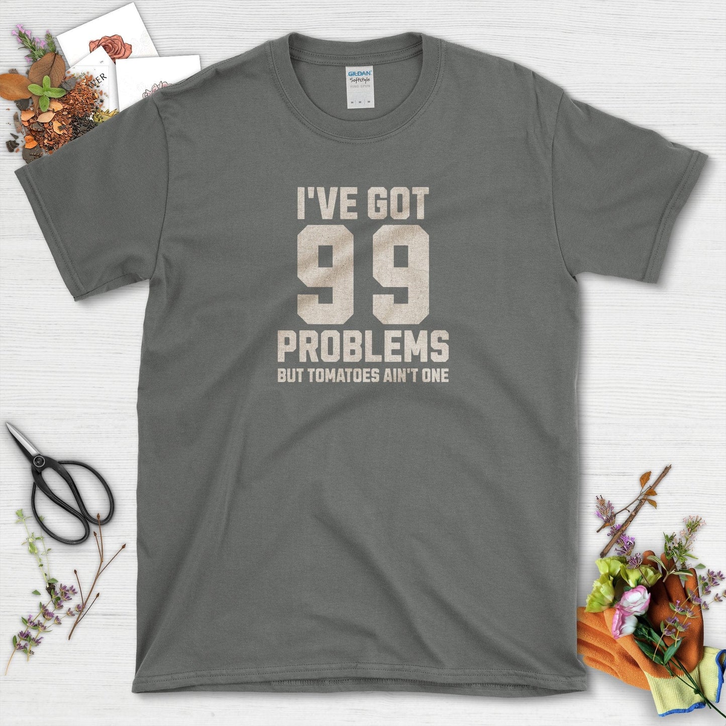 99 Problems But Tomatoes Ain't One T-Shirt Charcoal / S T-Shirt