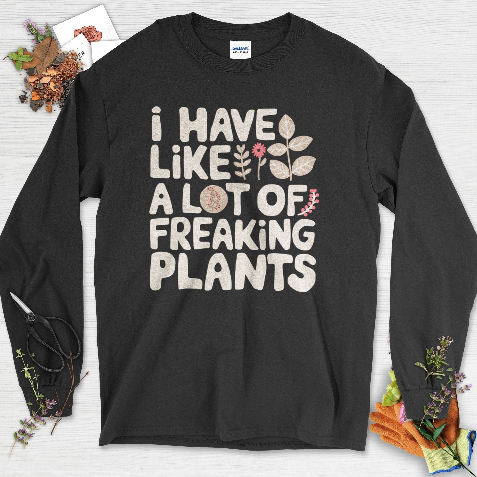 A Lot of Freaking Plants Long Sleeve Black / S Physical Item