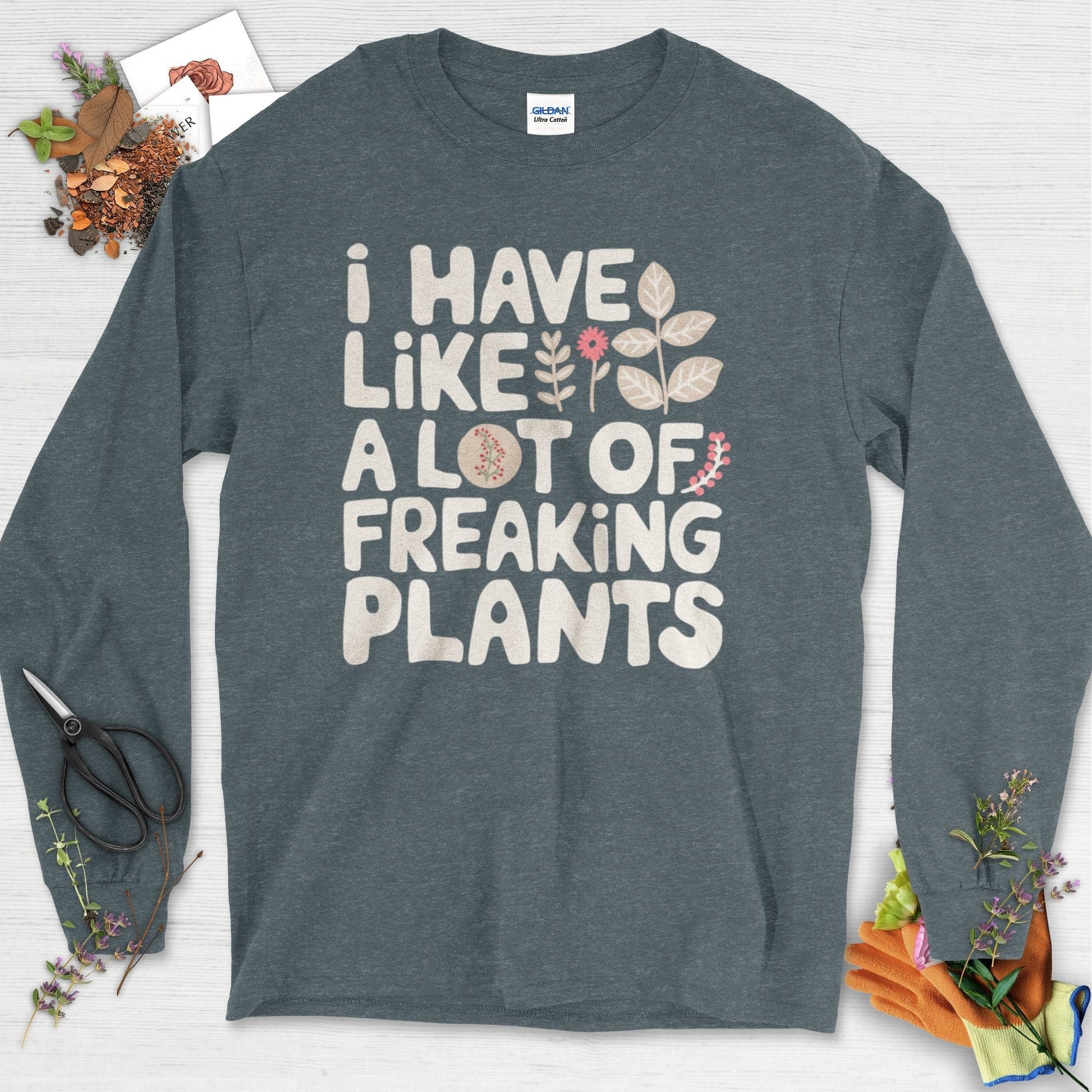 A Lot of Freaking Plants Long Sleeve Dark Heather / S Physical Item