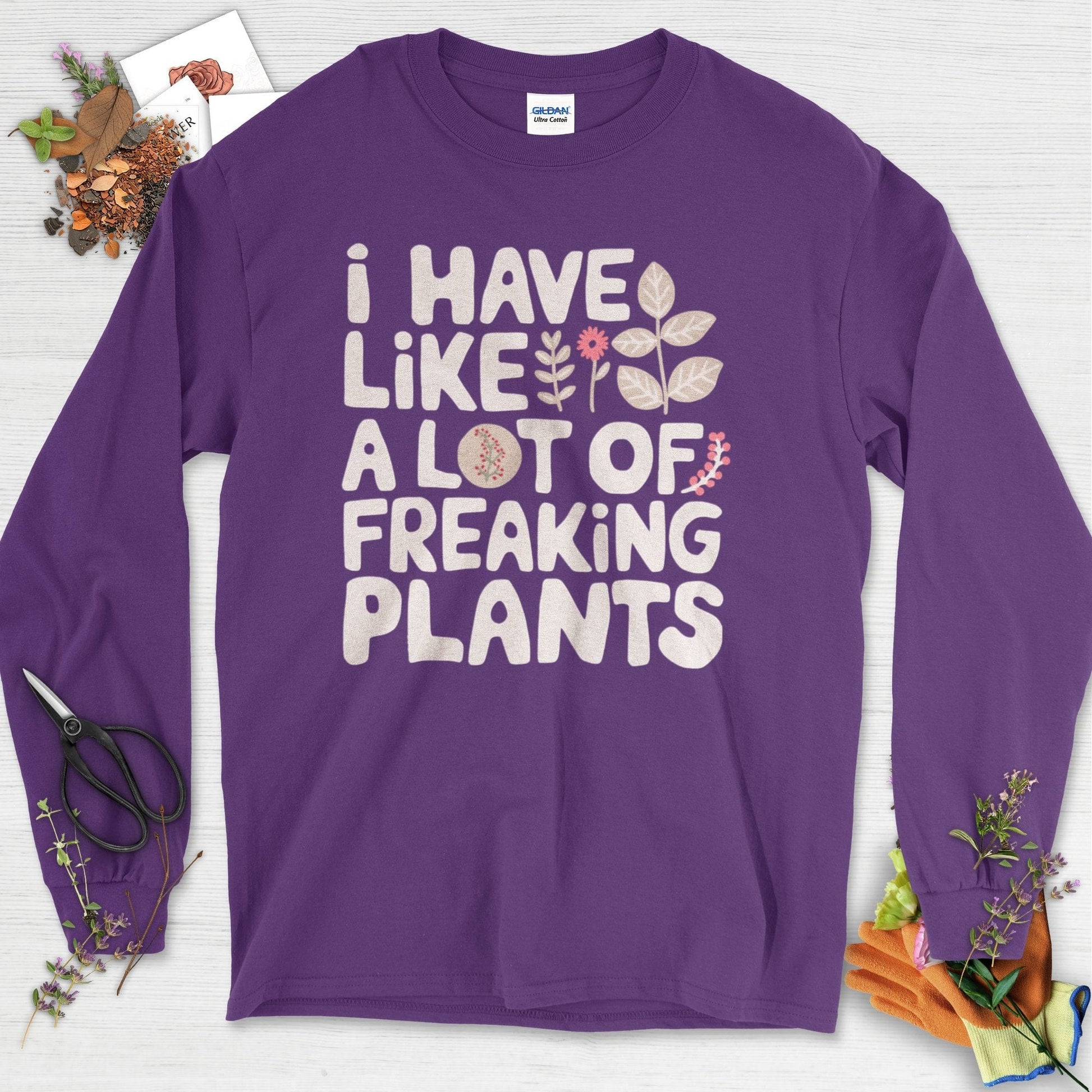 A Lot of Freaking Plants Long Sleeve Purple / S Physical Item