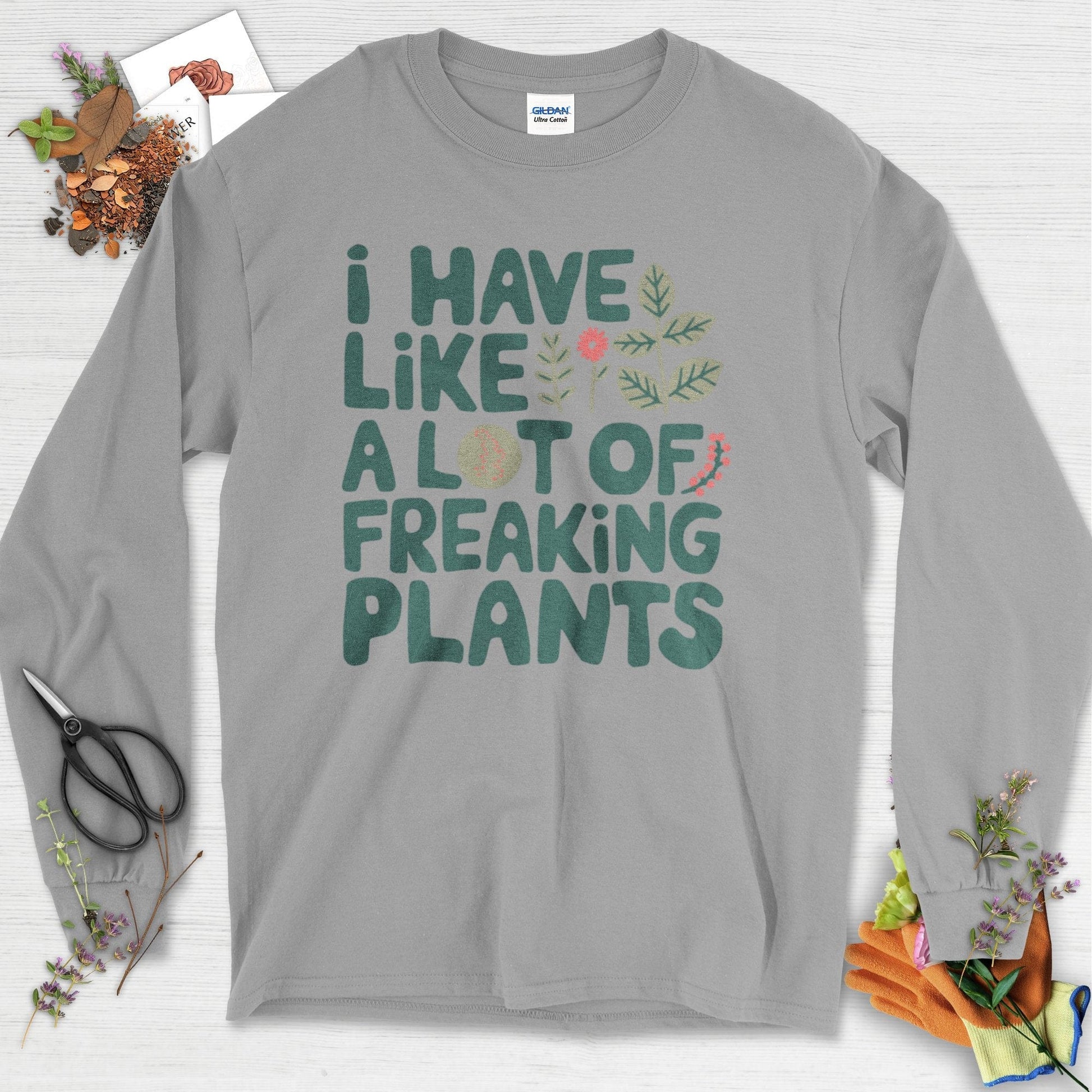 A Lot of Freaking Plants Long Sleeve Sport Grey / S Physical Item