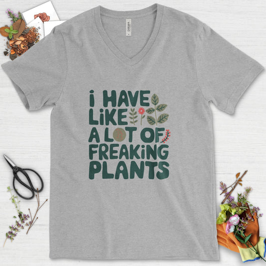 A Lot of Freaking Plants V-Neck Athletic Heather / S Physical Item